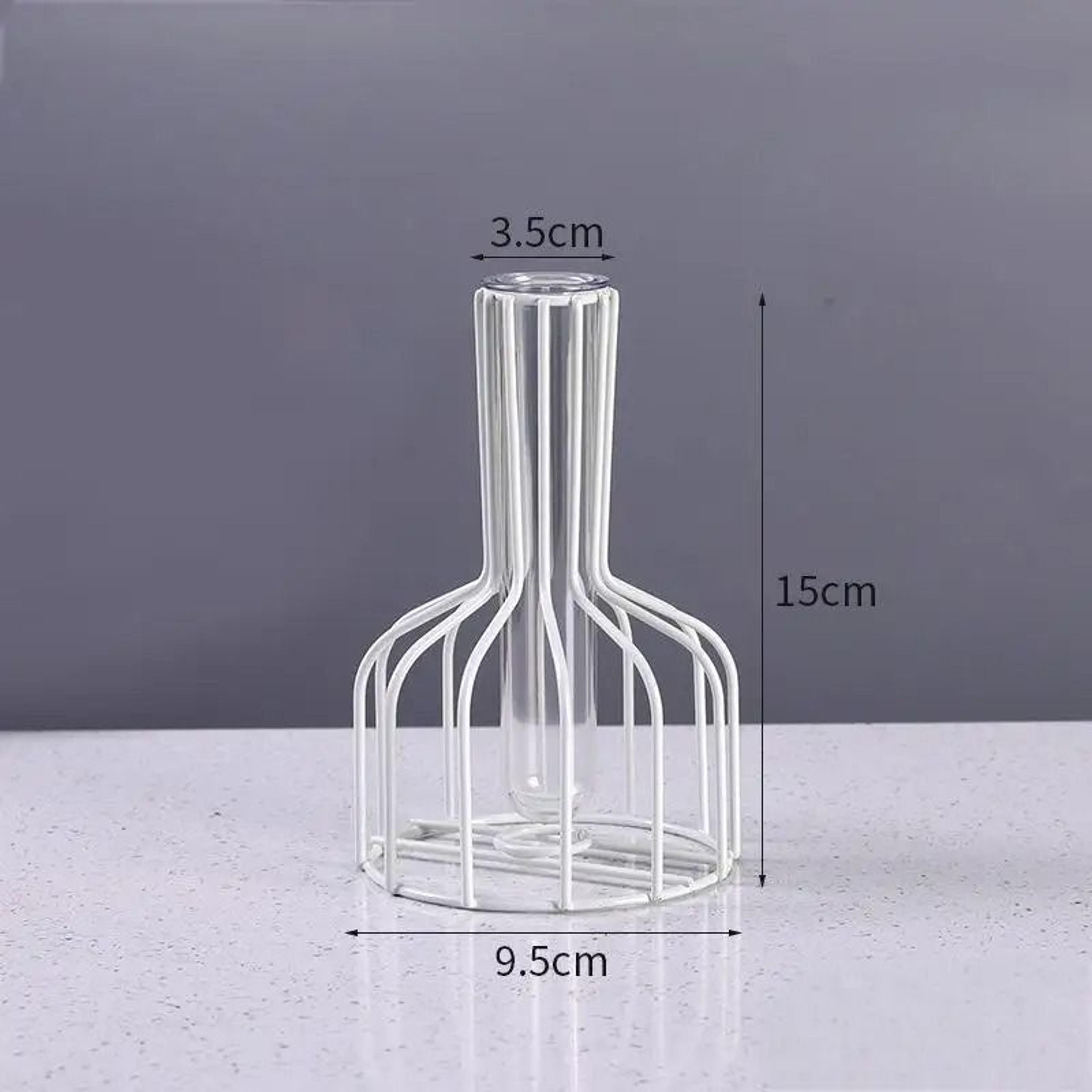 Gold Hollow Iron Vase With Clear Tube Modern Flower Holder For Dried And Artificial Arrangements 7
