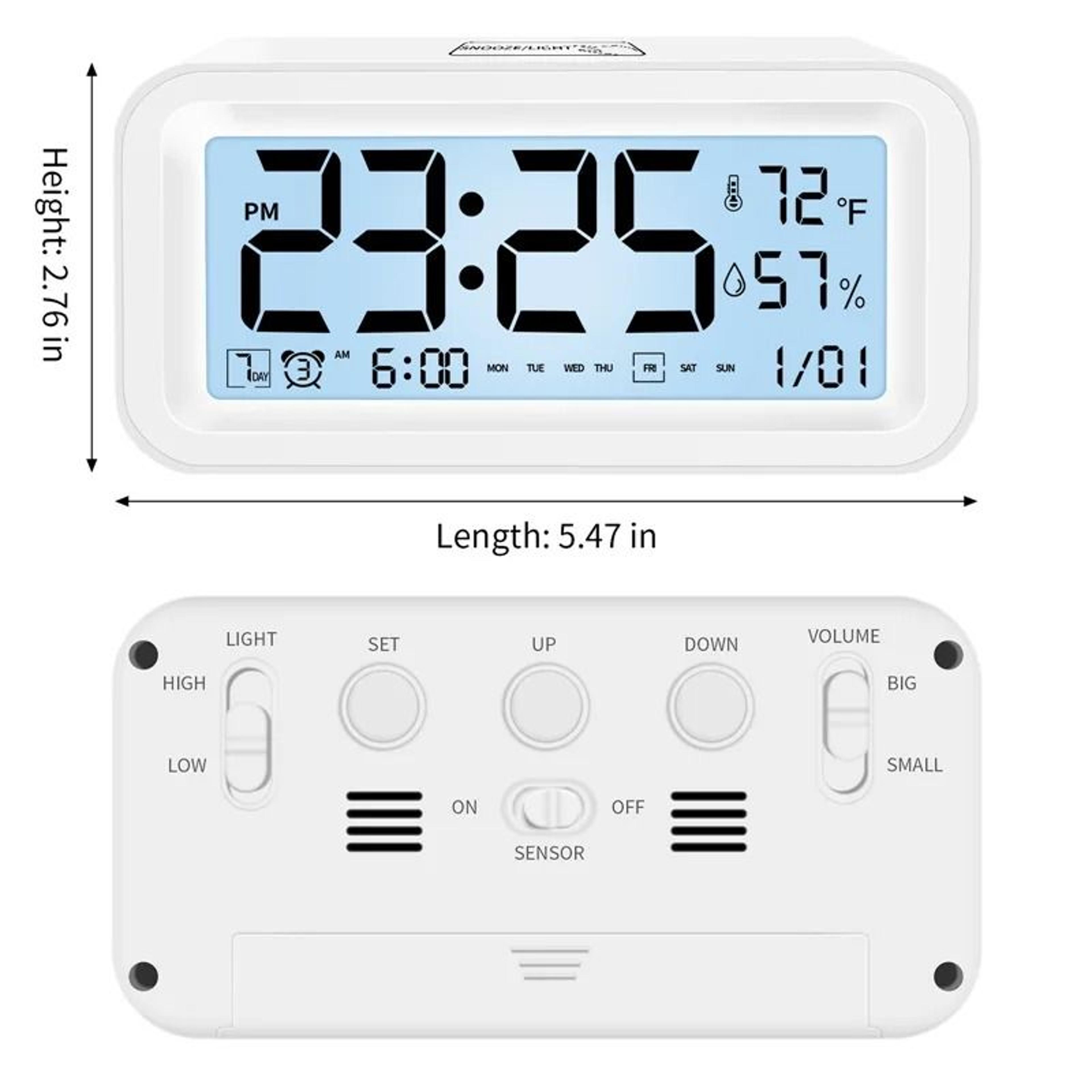 LED Digital Alarm Clock With Temperature And Humidity Display Adjustable Brightness Dual Mode 3