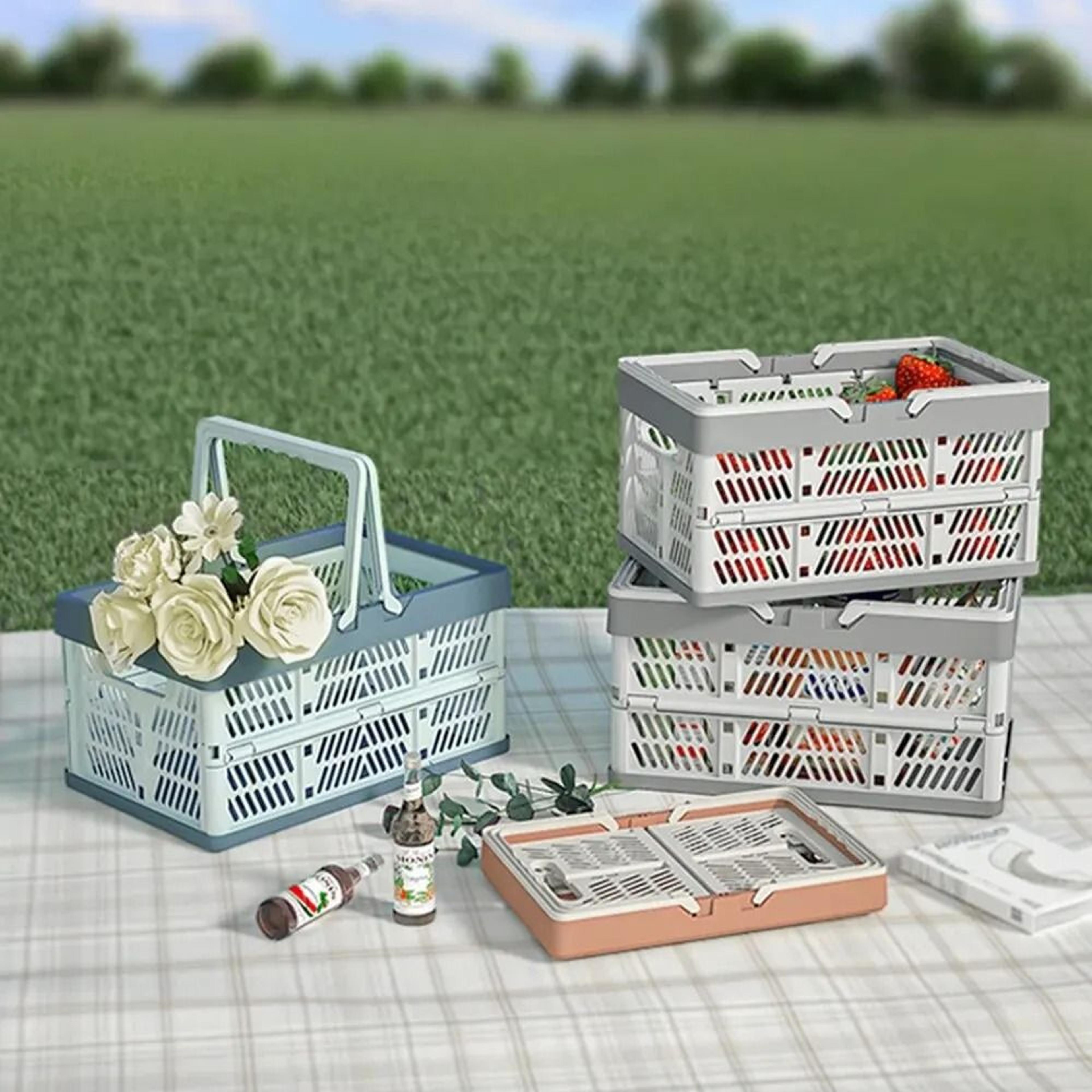 Folding Portable Storage Basket For Fruits Vegetables And Picnic Use Small Or Large 3