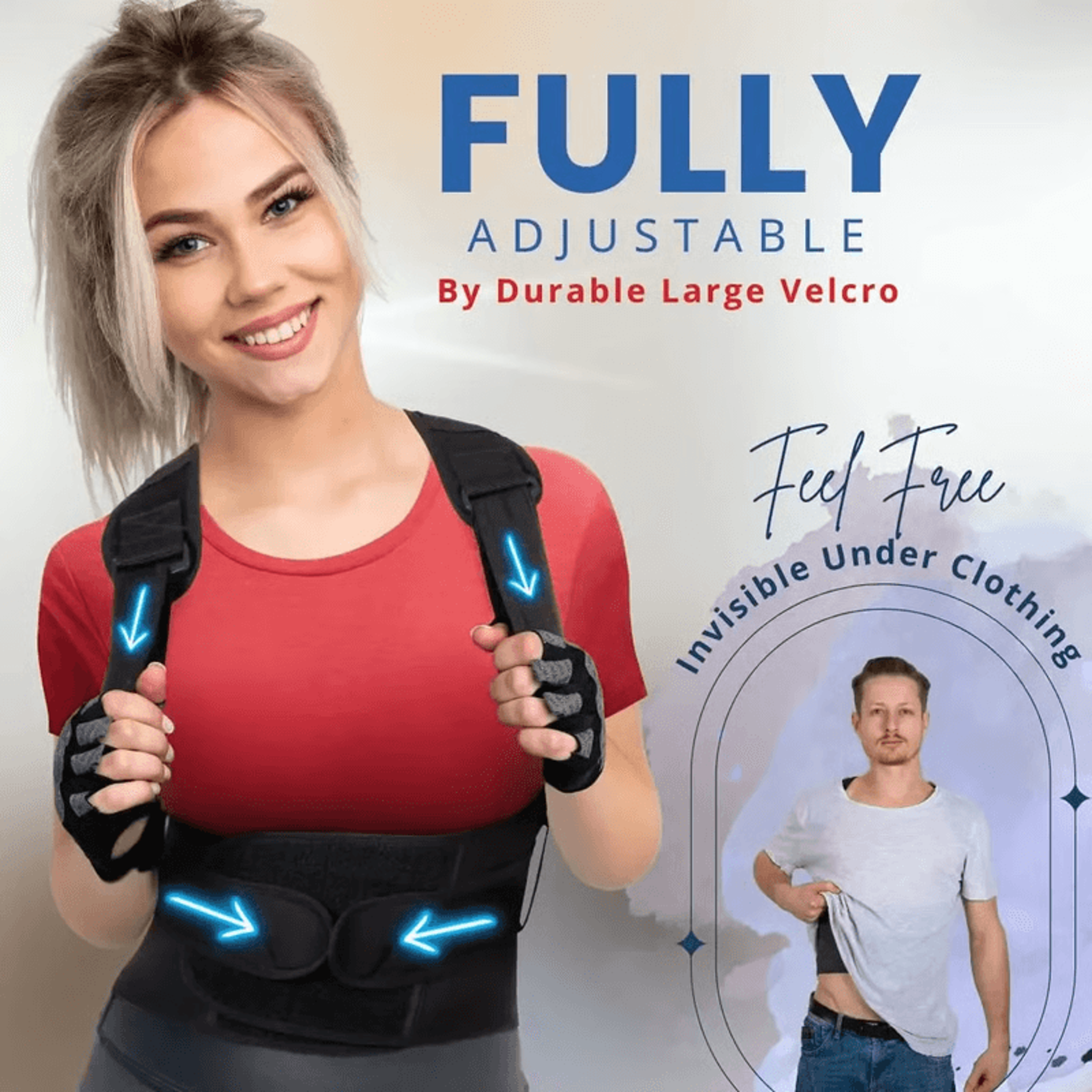Discreet posture support worn under clothing