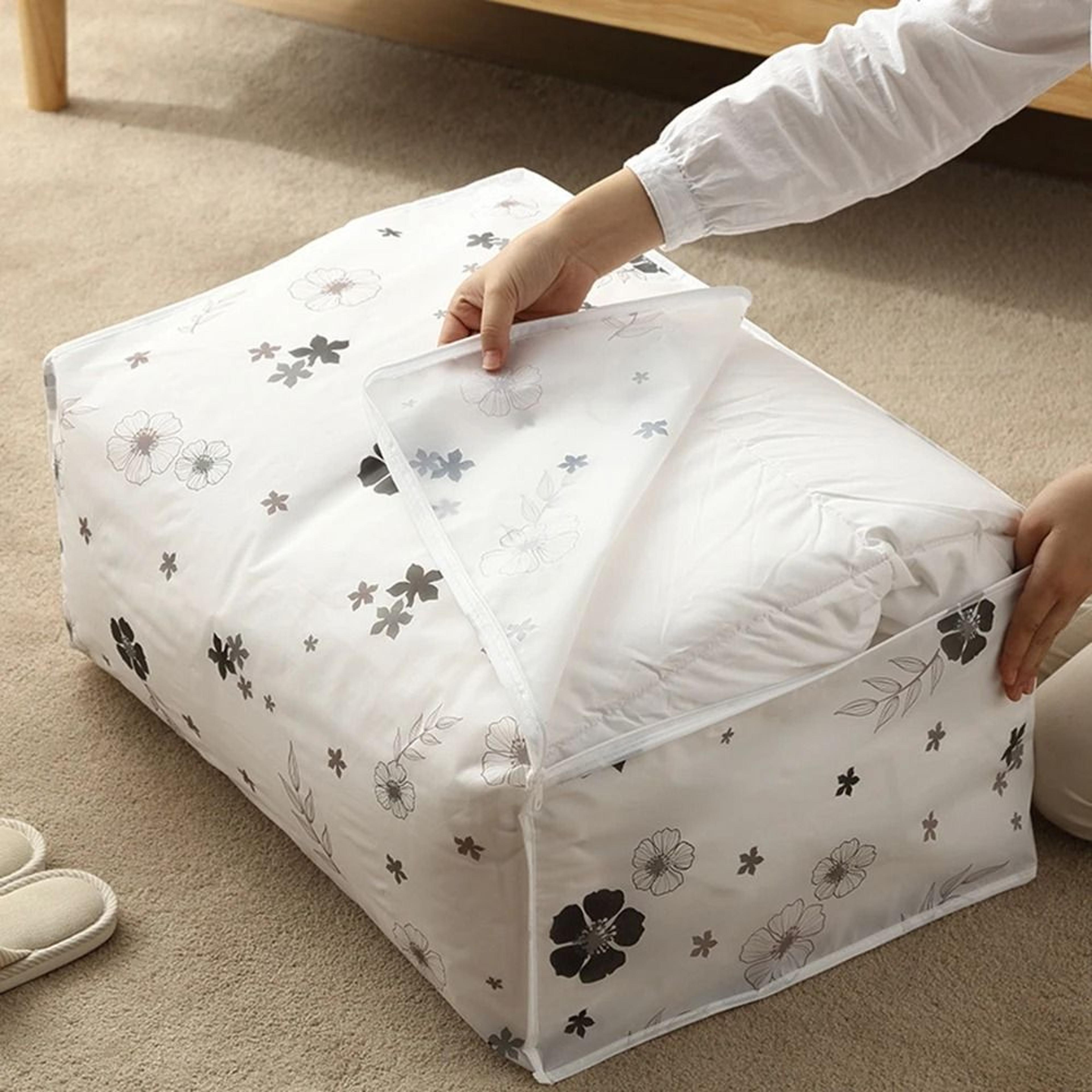 Large Waterproof Quilt Storage Bag PEVA Dustproof Blanket And Clothes Organizer With Zipper 1