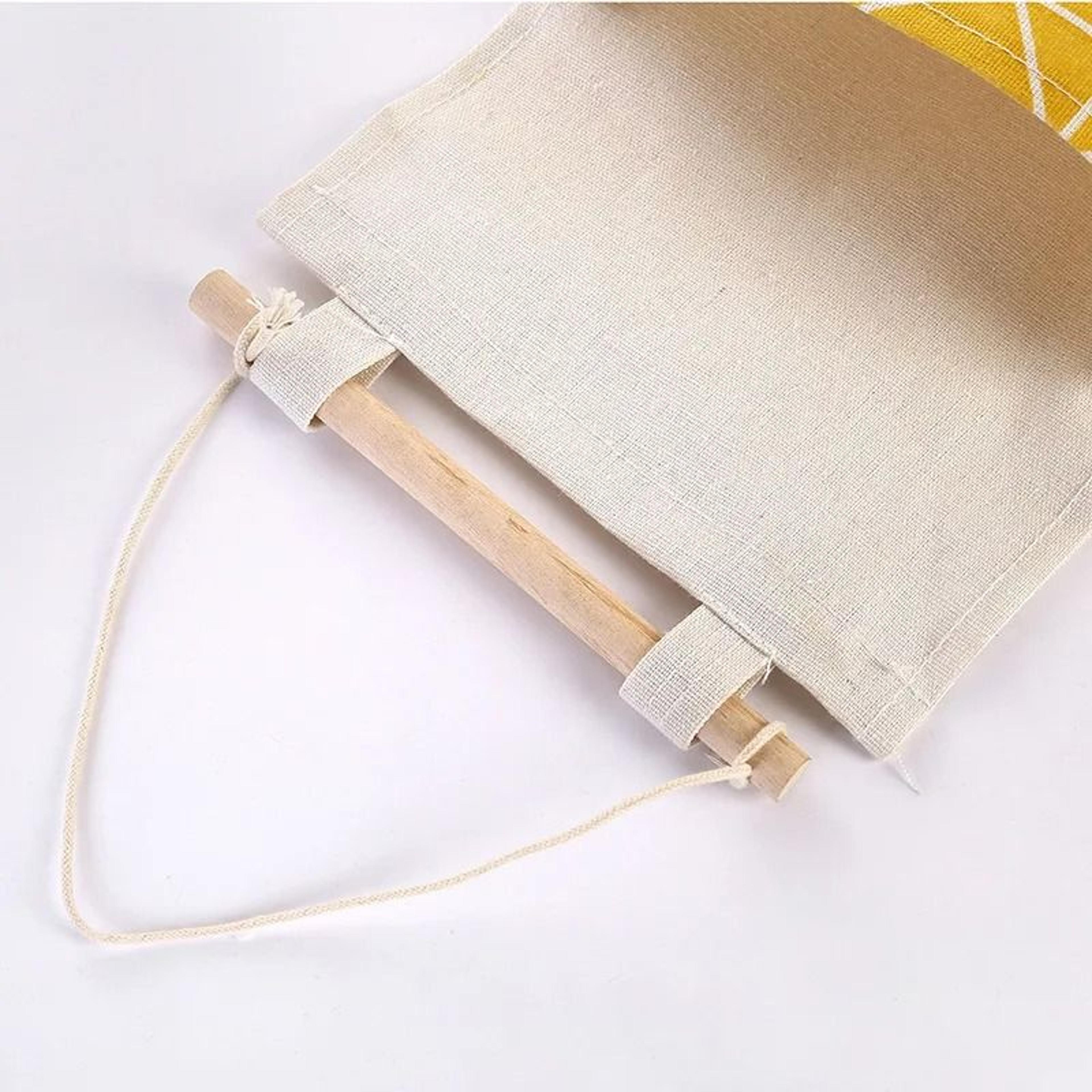 3 Pocket Hanging Wall Organizer Cotton Linen Storage Bag For Bedroom Kitchen And Living Room 4