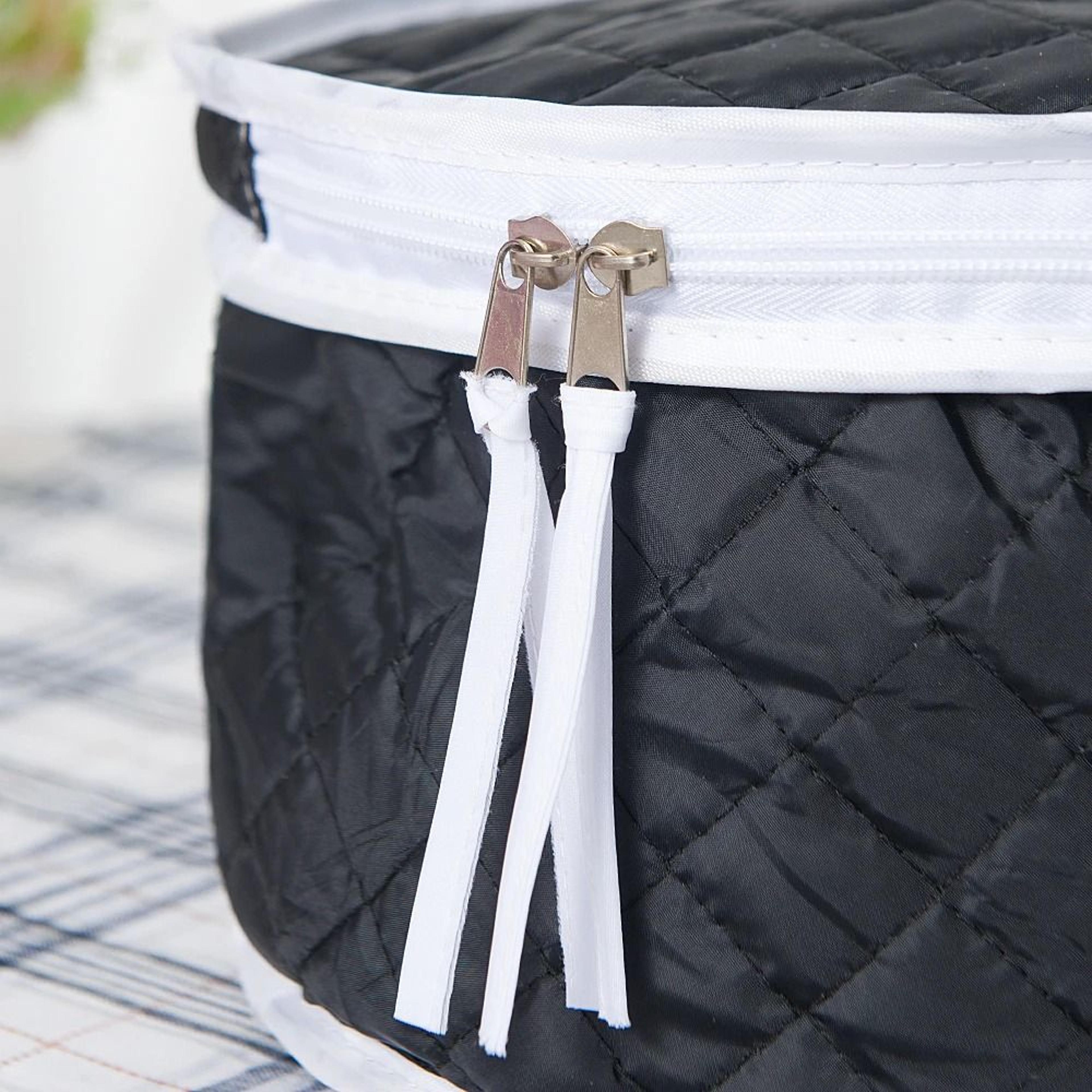 Quilted Tableware Storage Box With Zipper Lid For Plates Bowls And Dishes 3