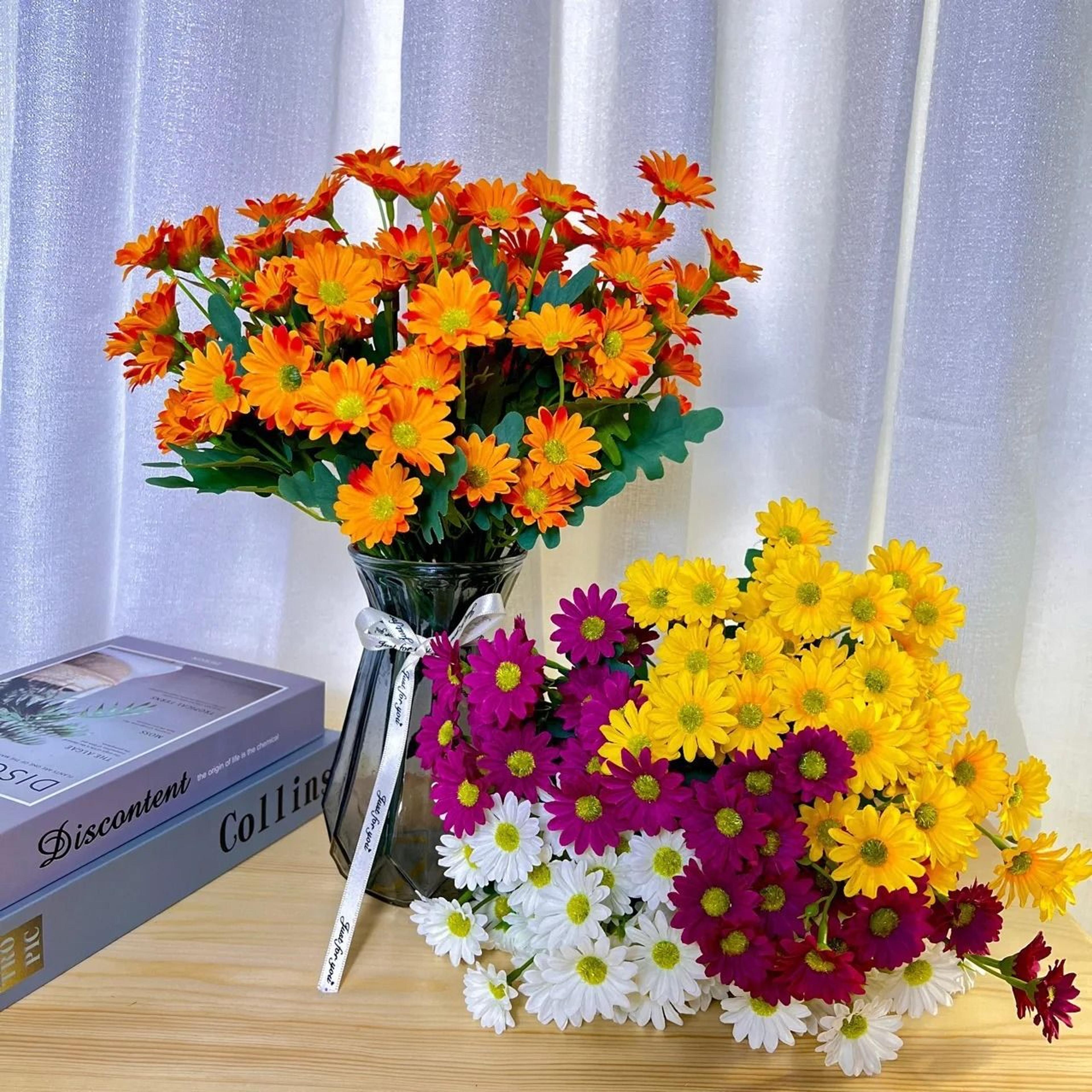 Artificial Daisy And Sunflower Bouquet Set With Chamomile Style Stems For Wedding And Home Decor 21 0