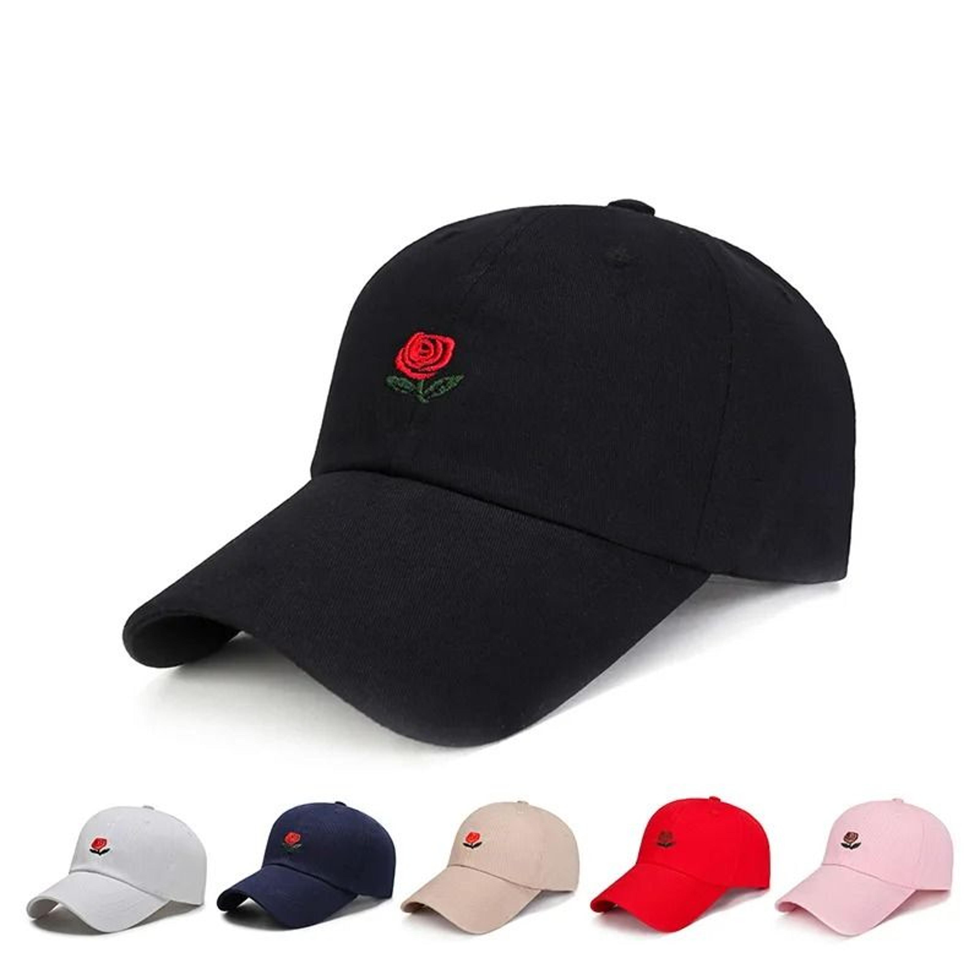Unisex Rose Embroidered Baseball Cap Adjustable Cotton Streetwear Hat For Men And Women 0