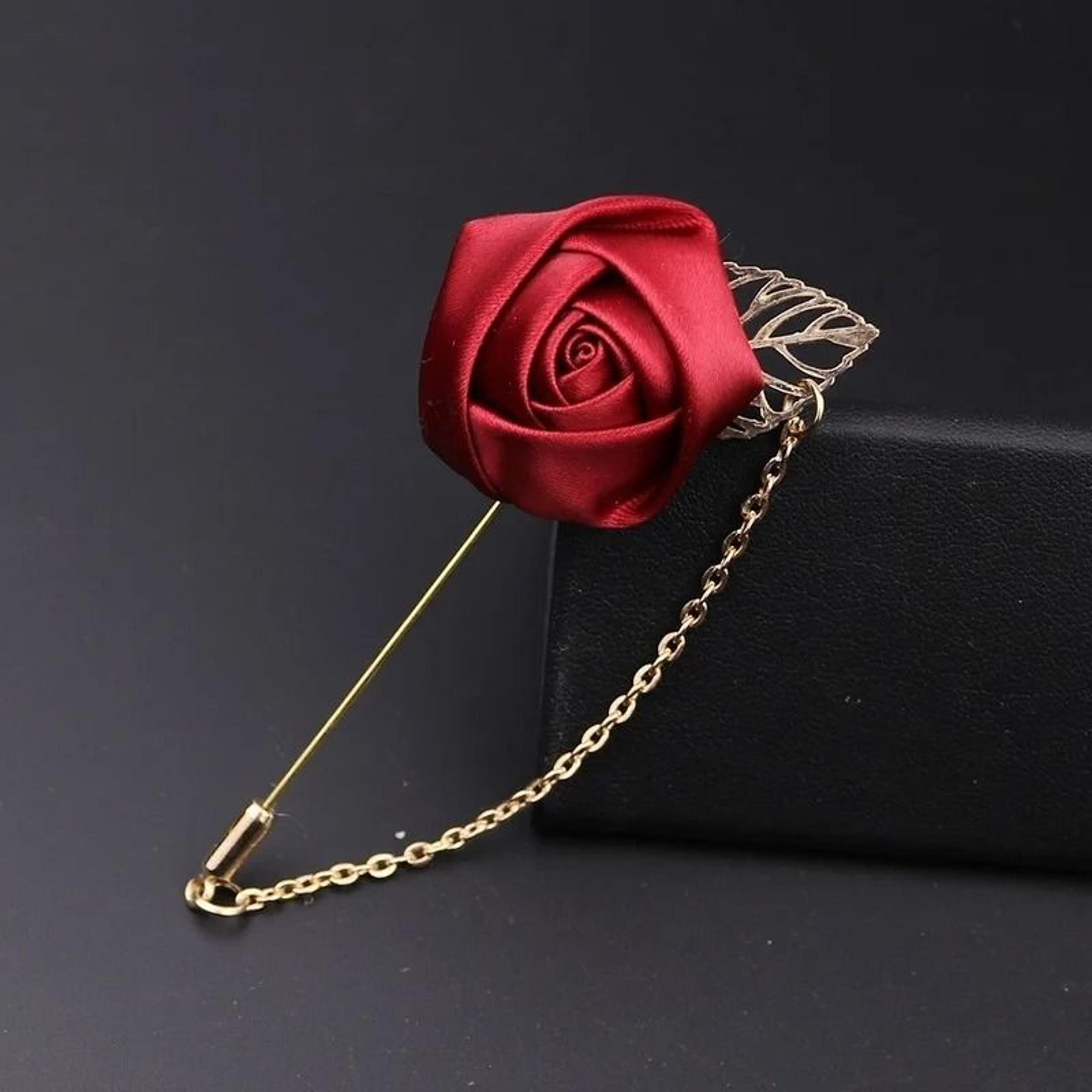Handmade Canvas Rose Flower Brooch Pin 9