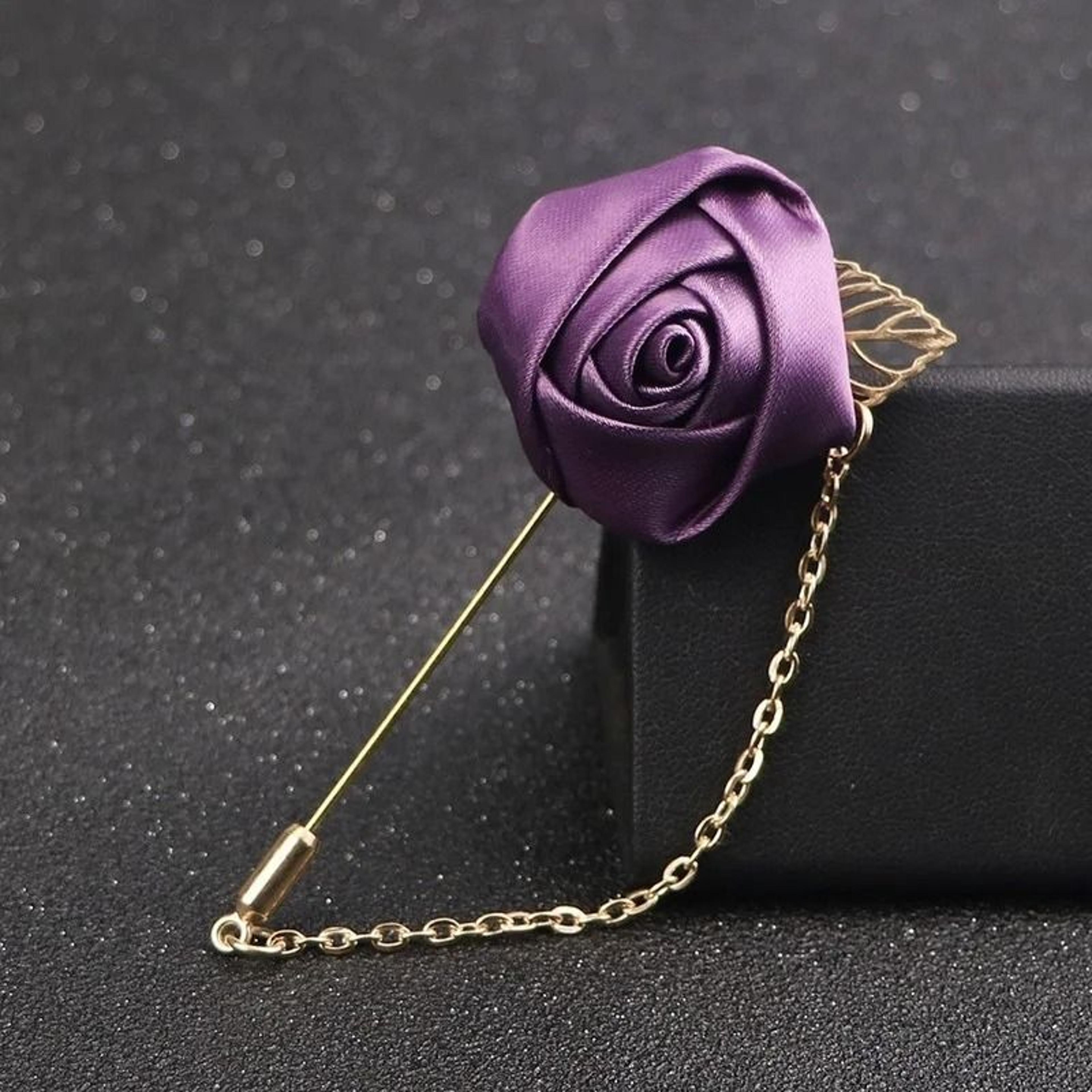 Handmade Canvas Rose Flower Brooch Pin 4
