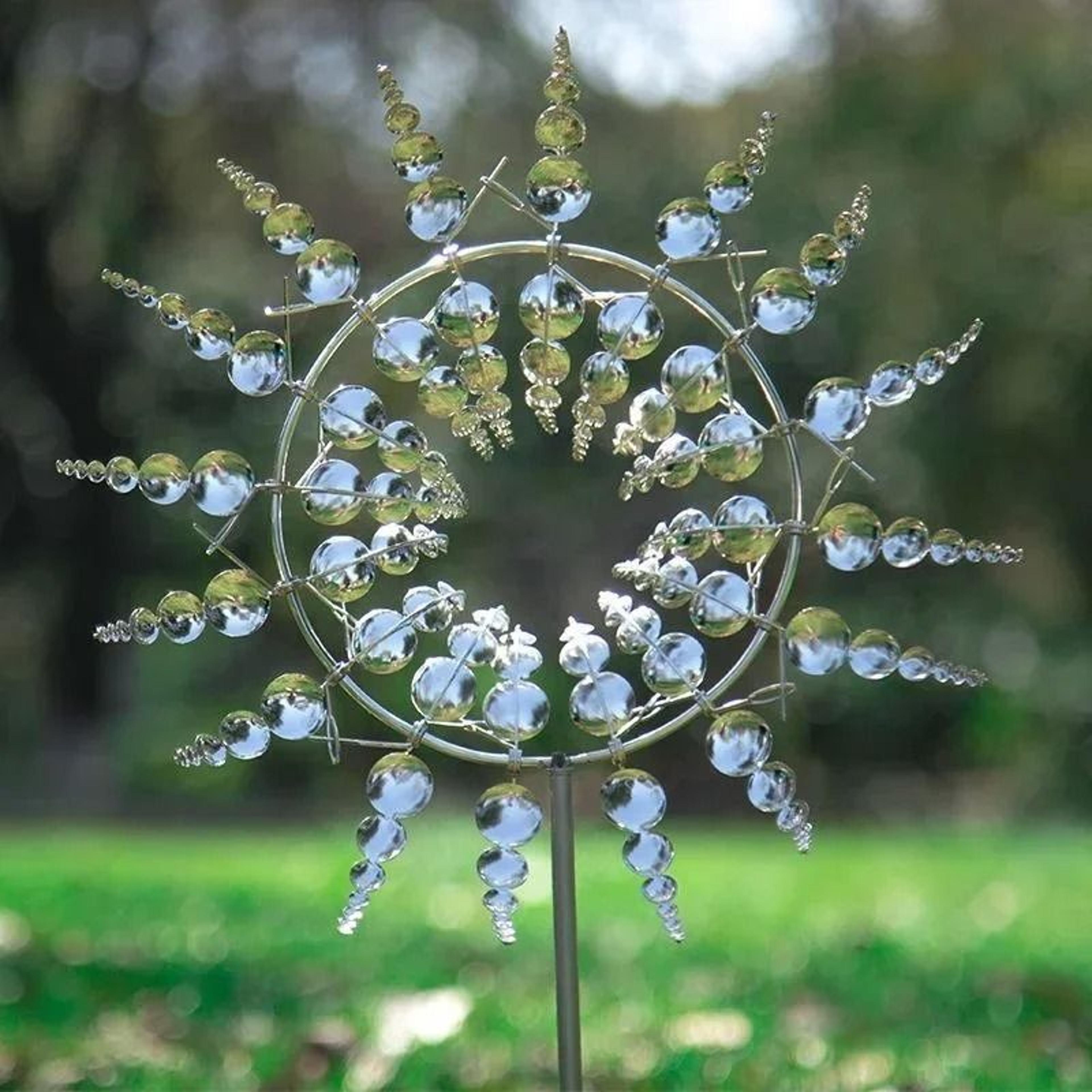 Modern Silver Kinetic Metal Wind Spinner 4