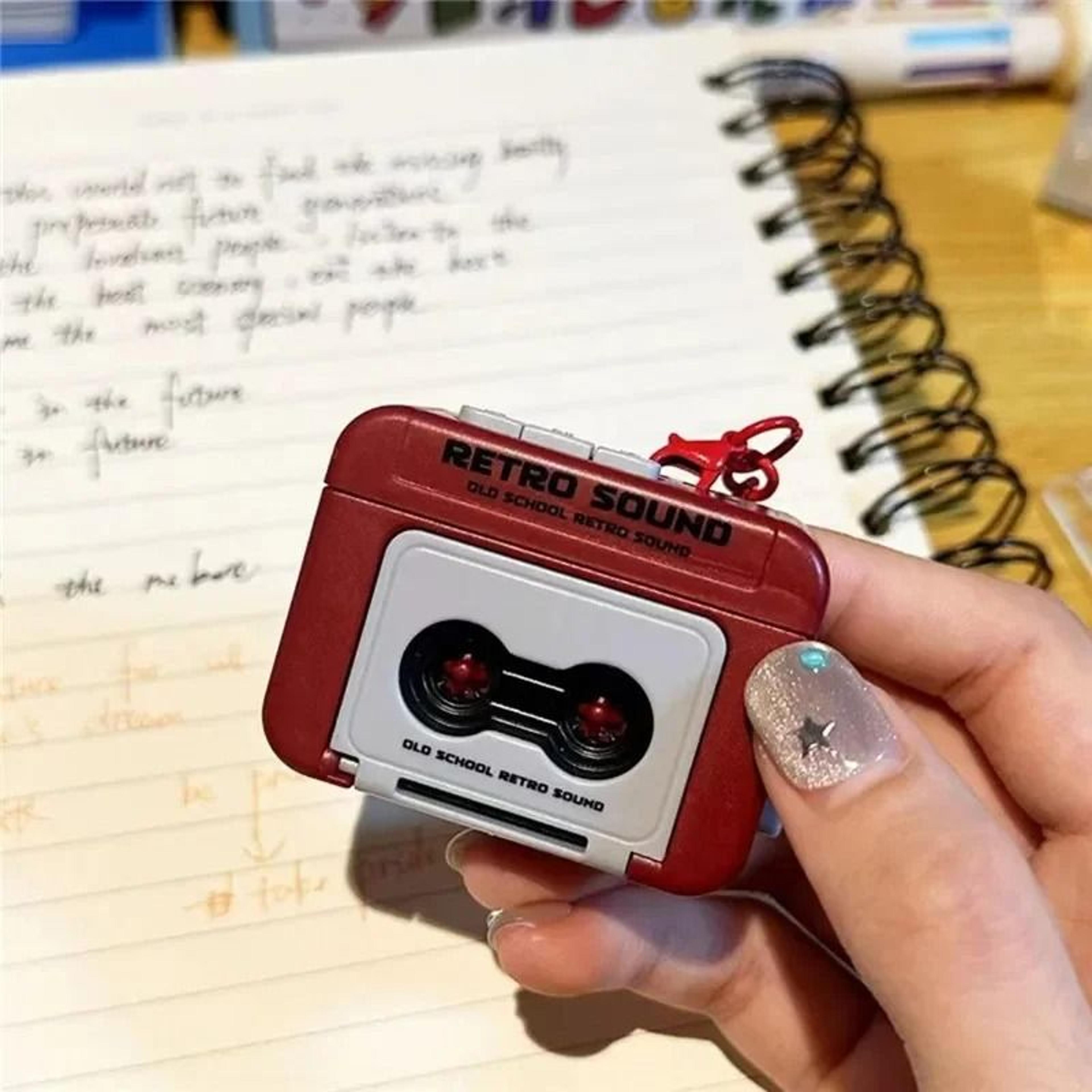 Retro Cassette Recorder Mini Music Box Keychain And Decompression Bag Pendant 1