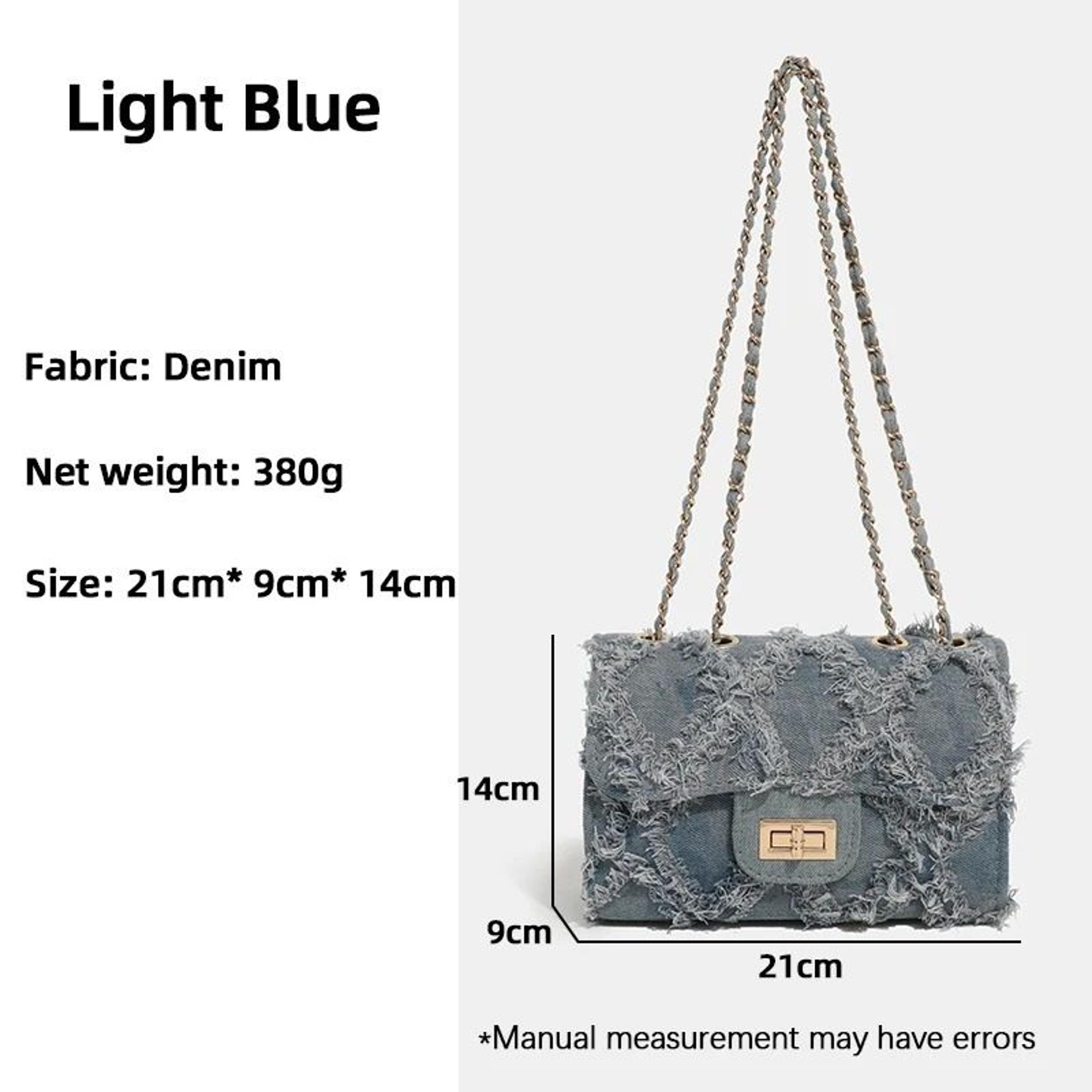 Trendy Shredded Denim Diamond Crossbody Chain Bag 6
