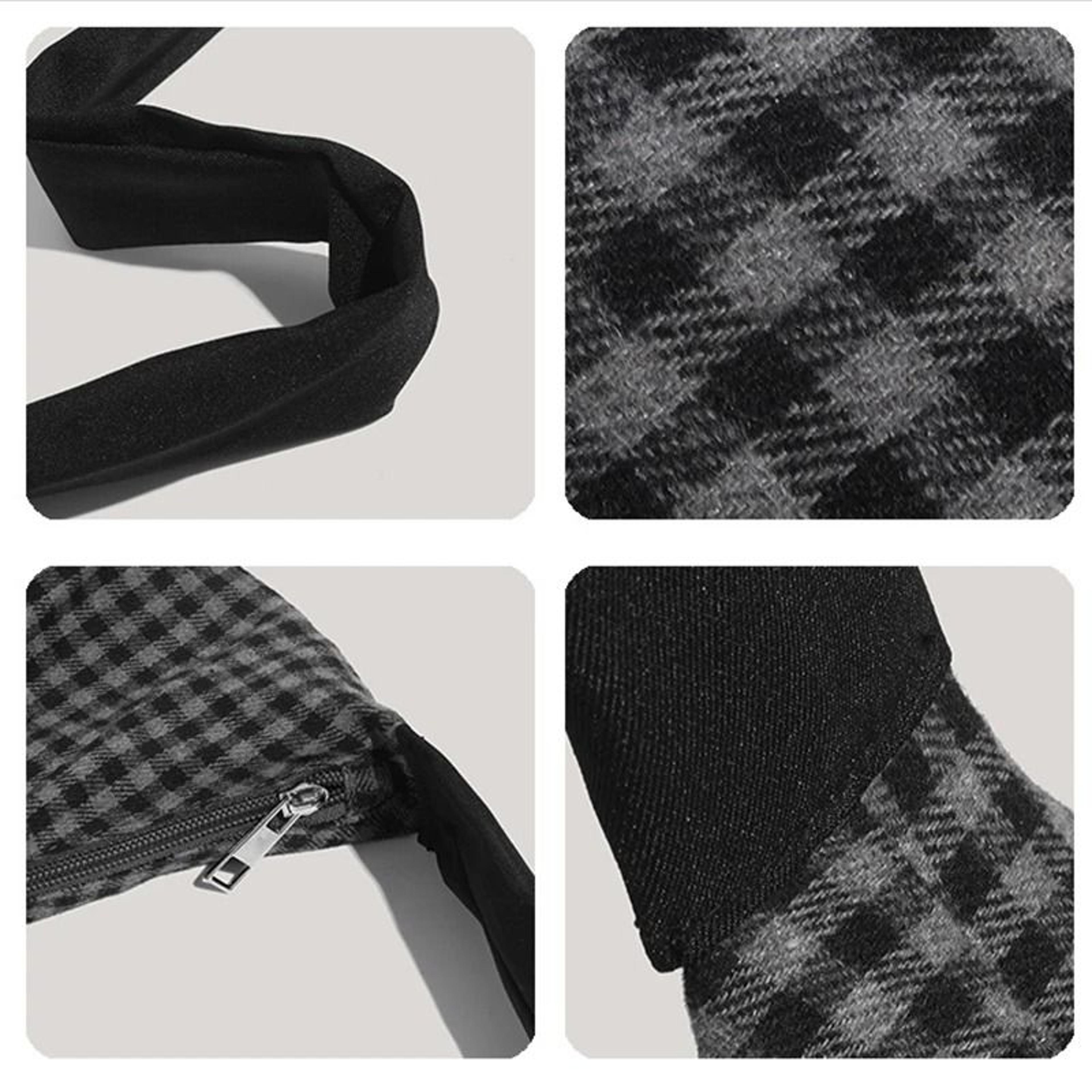Commuting LargeCapacity Canvas And Checkered Nylon Tote Bag 4