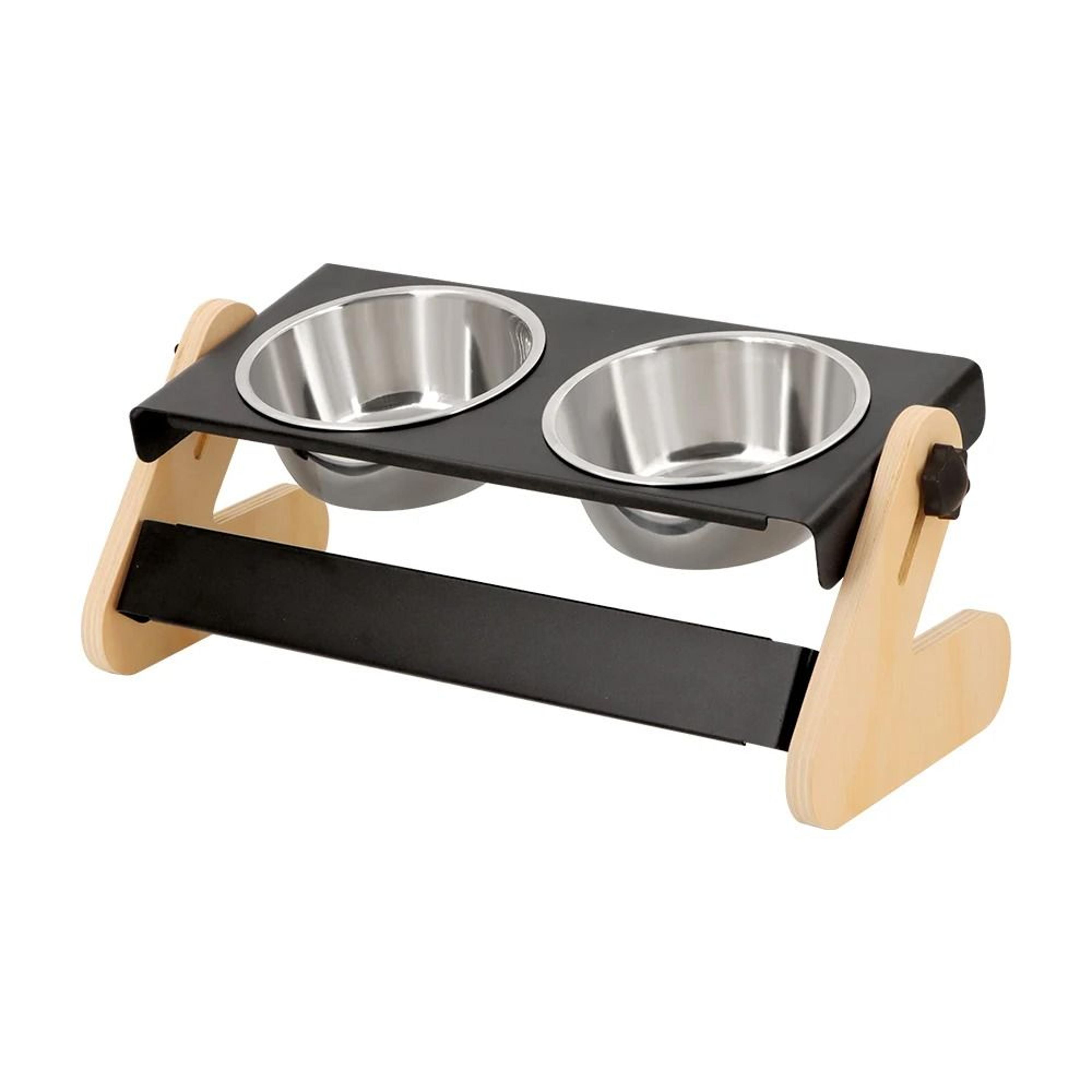 Elevated Industrial Iron And Wood Pet Feeder 6