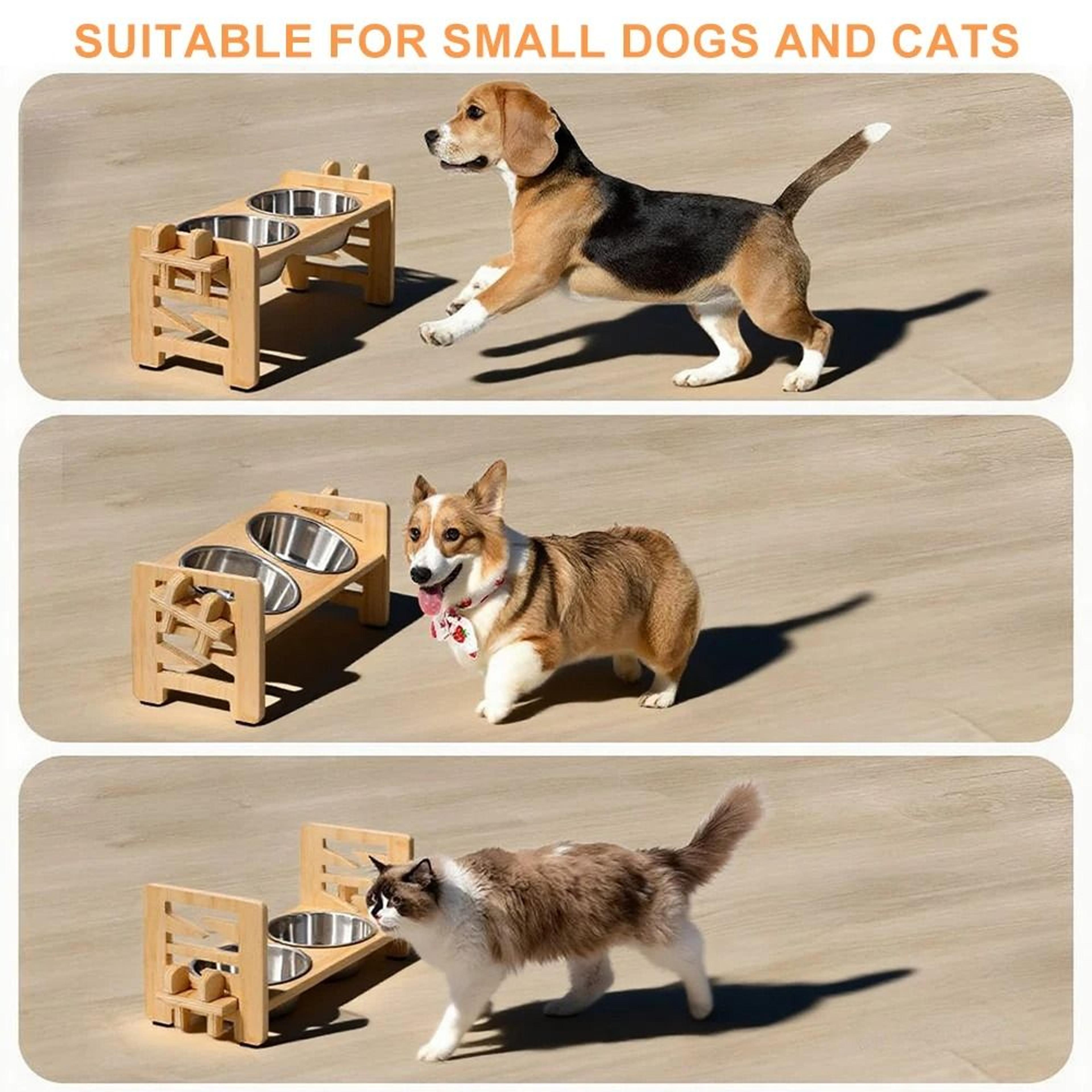 Professional Adjustable Heightened Wooden Pet Feeding Station 2