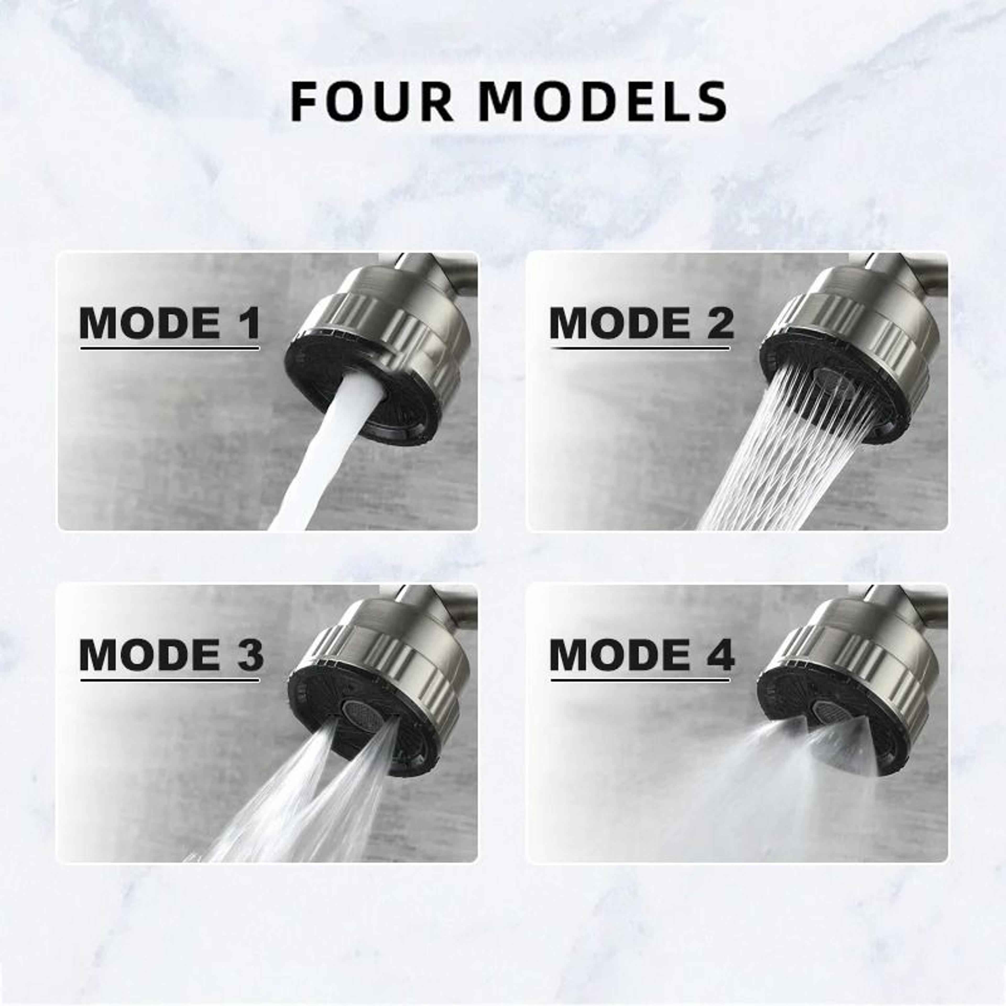 Stainless Steel 4 Mode Wall Mounted Kitchen Faucet 5