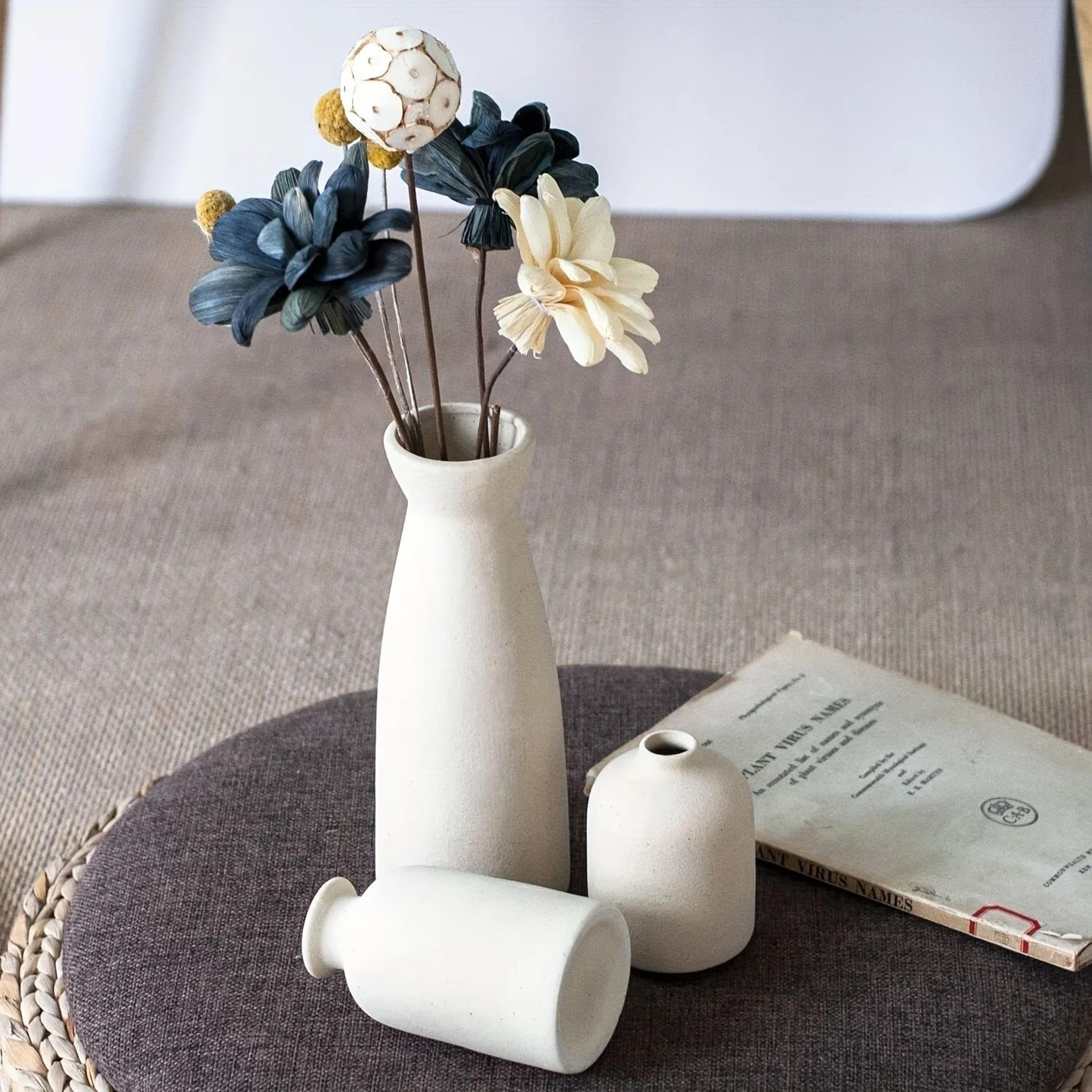 Set Of 3 Ceramic Flower Vases For Rustic And Modern Farmhouse Decor 5