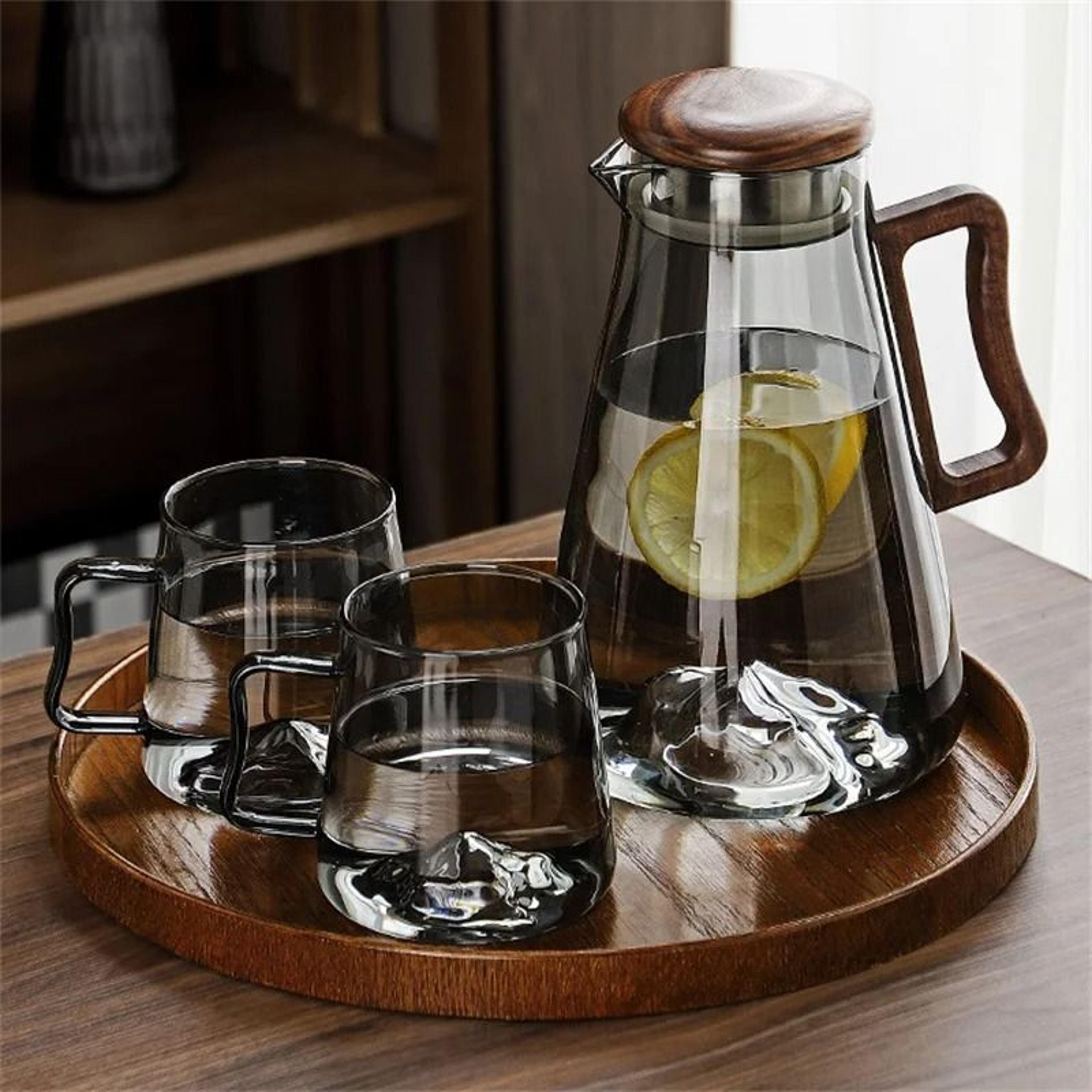 Large Capacity Glass Cold Water Jug Wooden Handle 4