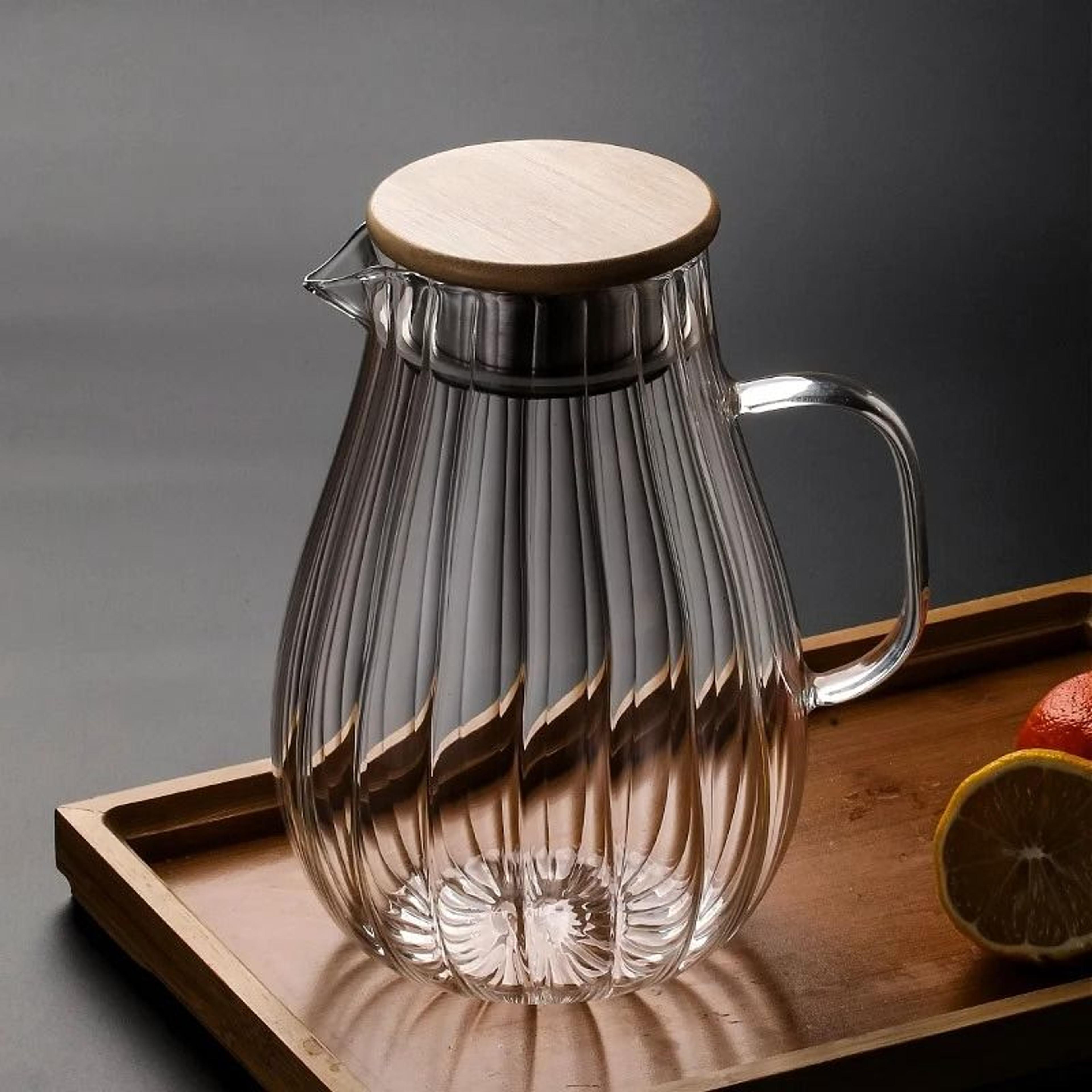 Vertical Stripes High Borosilicate Glass Pitcher 1