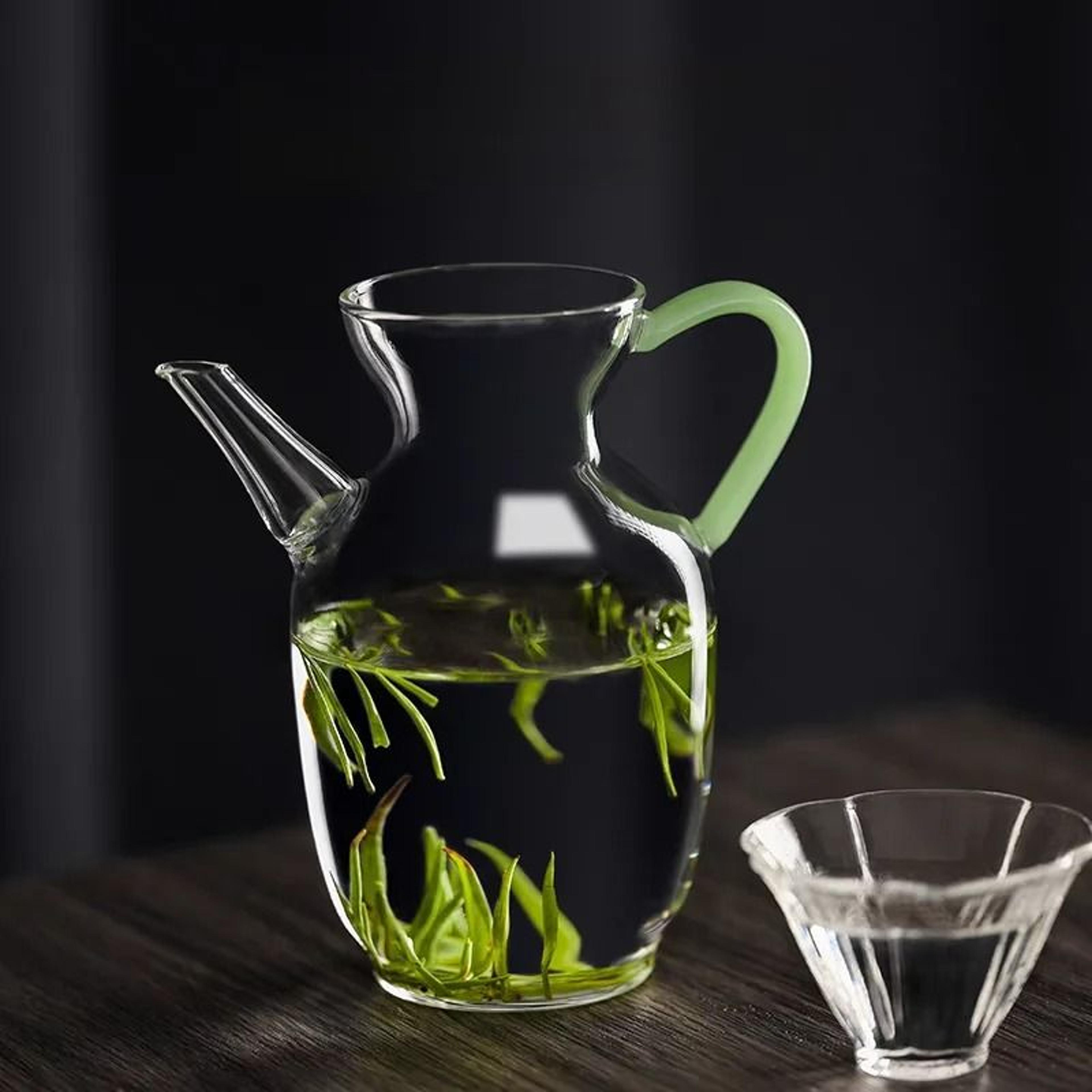 Heat Resistant Glass Teapot With Imitation Jade Handle And Vintage Song Style Design 5