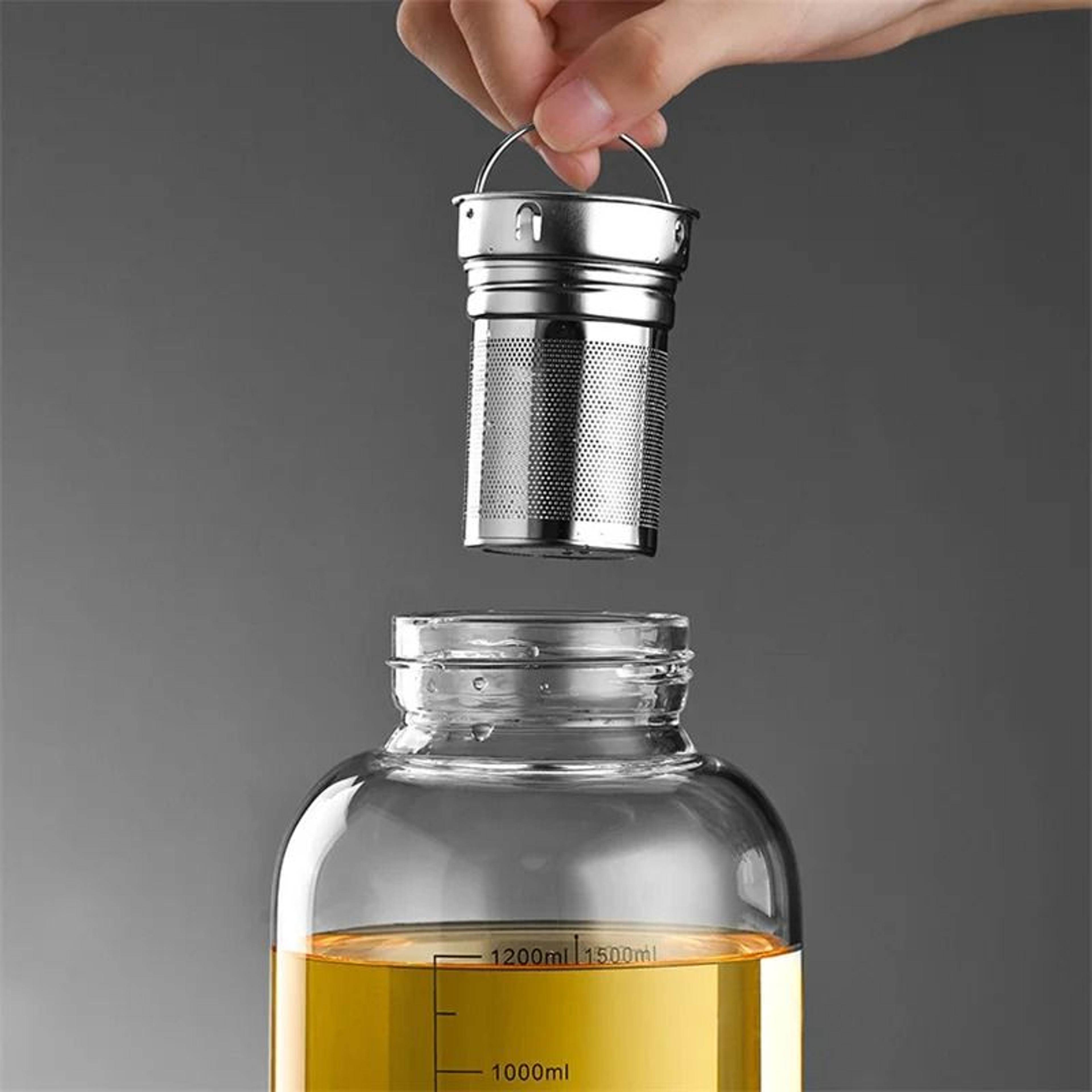 Large Capacity Glass Water Bottle With Tea Infuser And Strainer 2