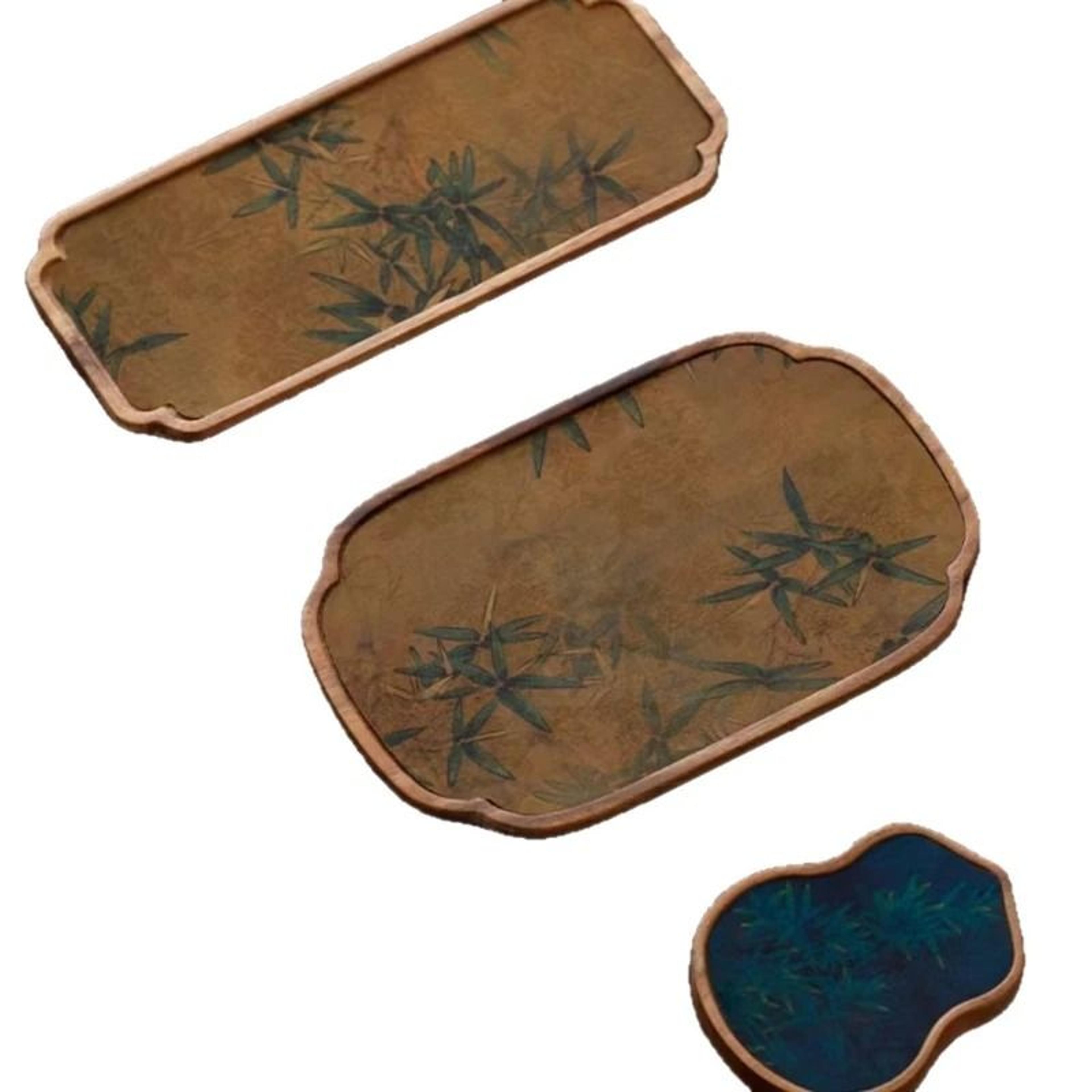 Walnut Retro Dry Brewed Tea Tray Set 4