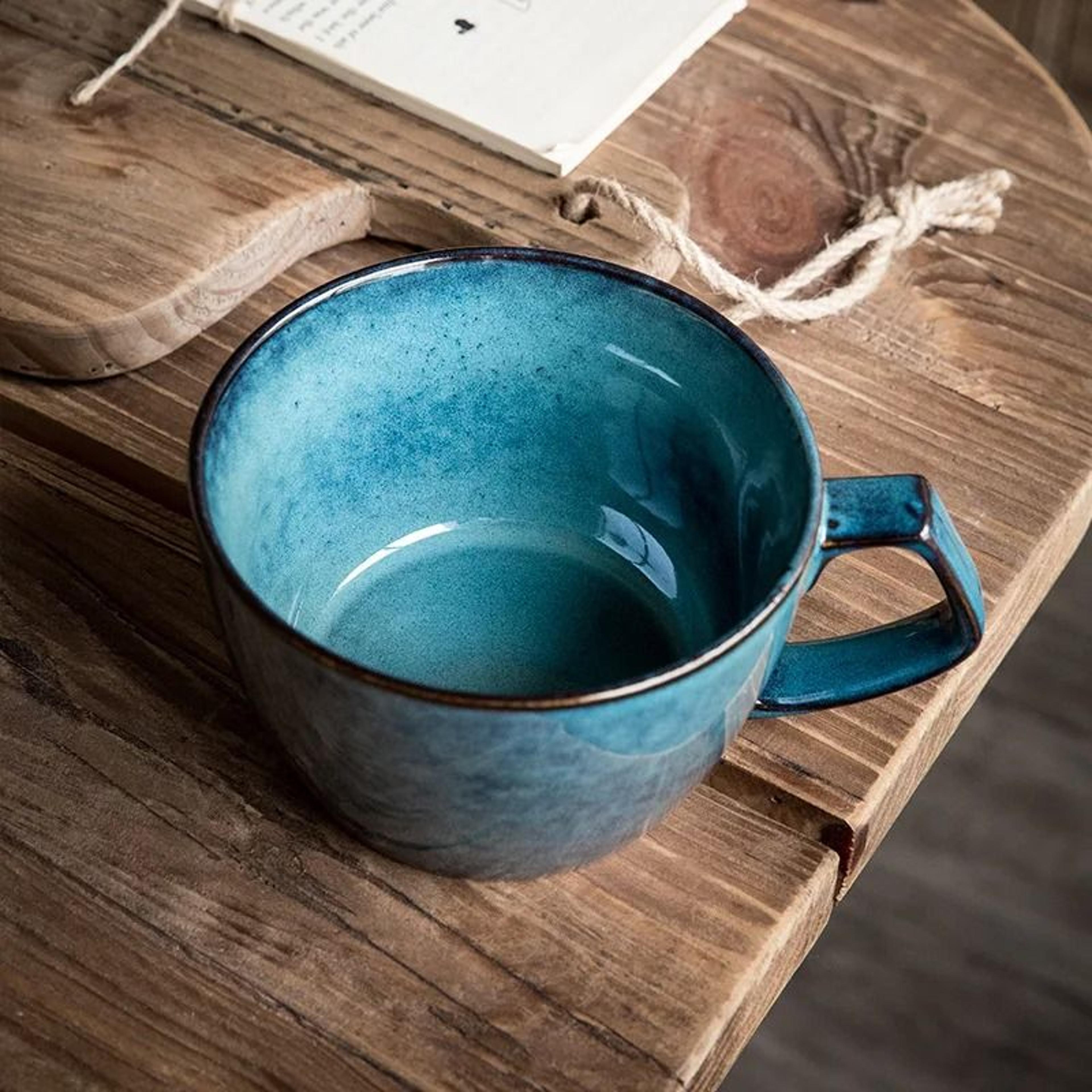 Sydney Blue Large Capacity Ceramic Oat Cup 2