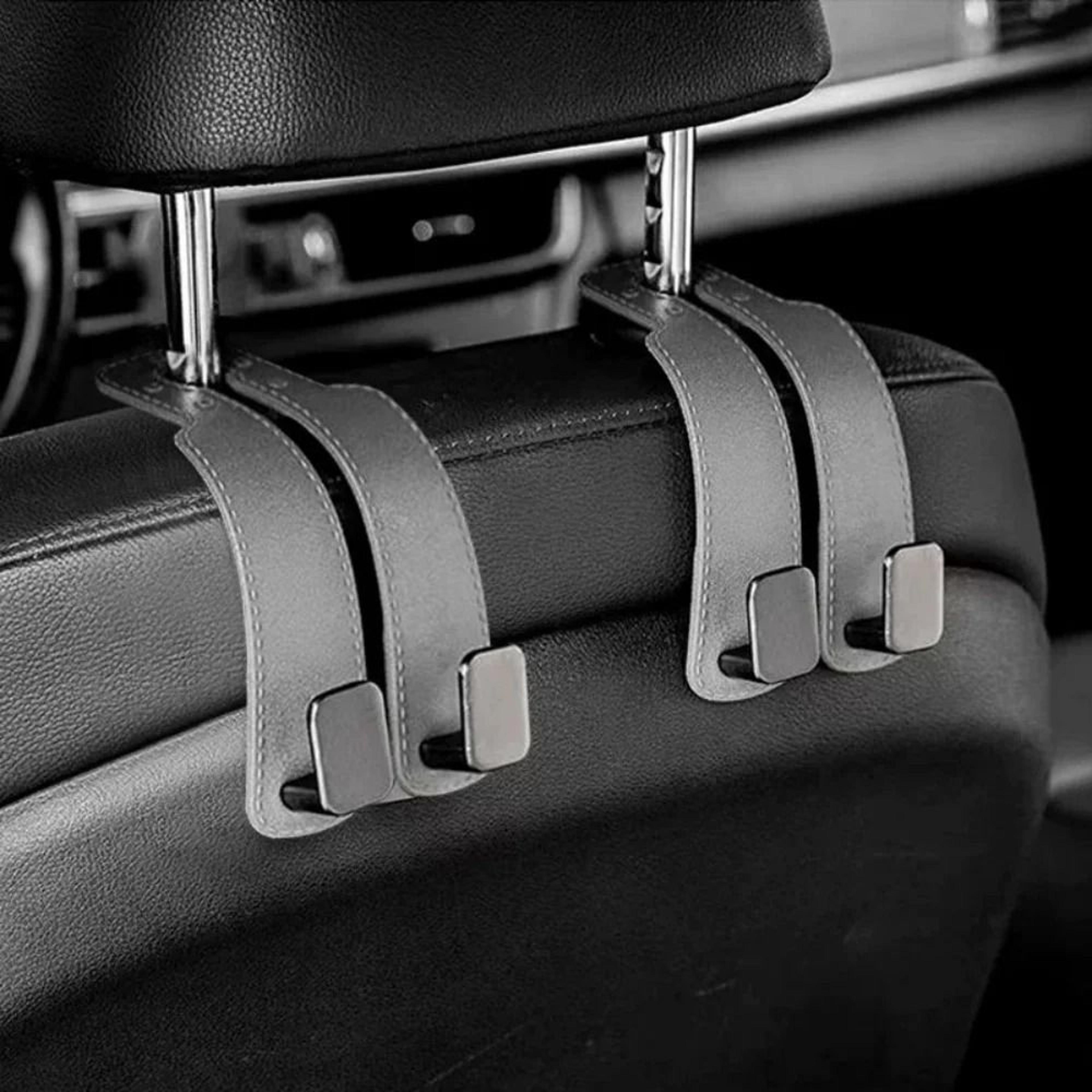 Universal Vegan Leather Car Headrest Hook And Luxury Interior Organizer 0