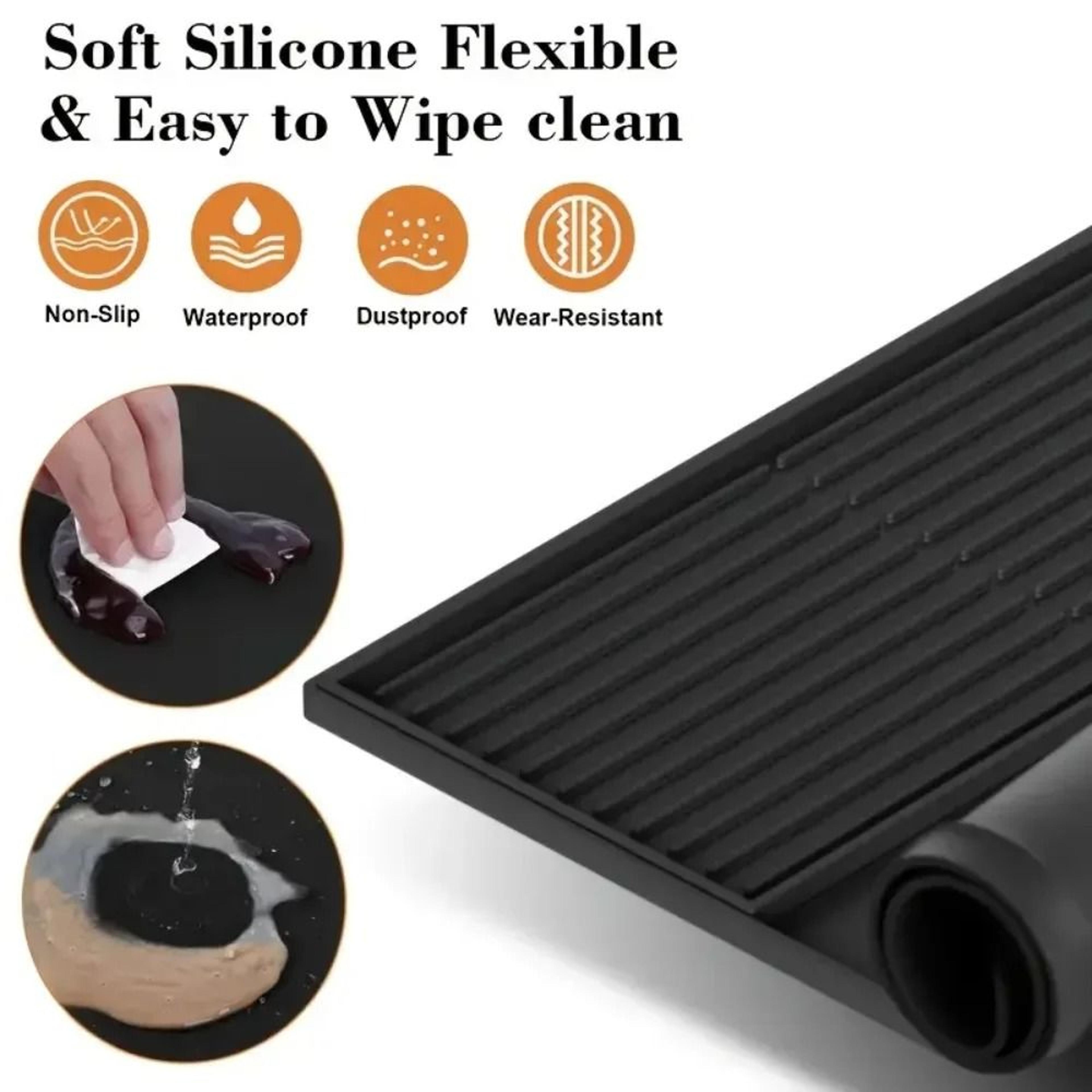 Professional HighGrip Silicone Coffee Station Mat With Raised Containment Edges 3
