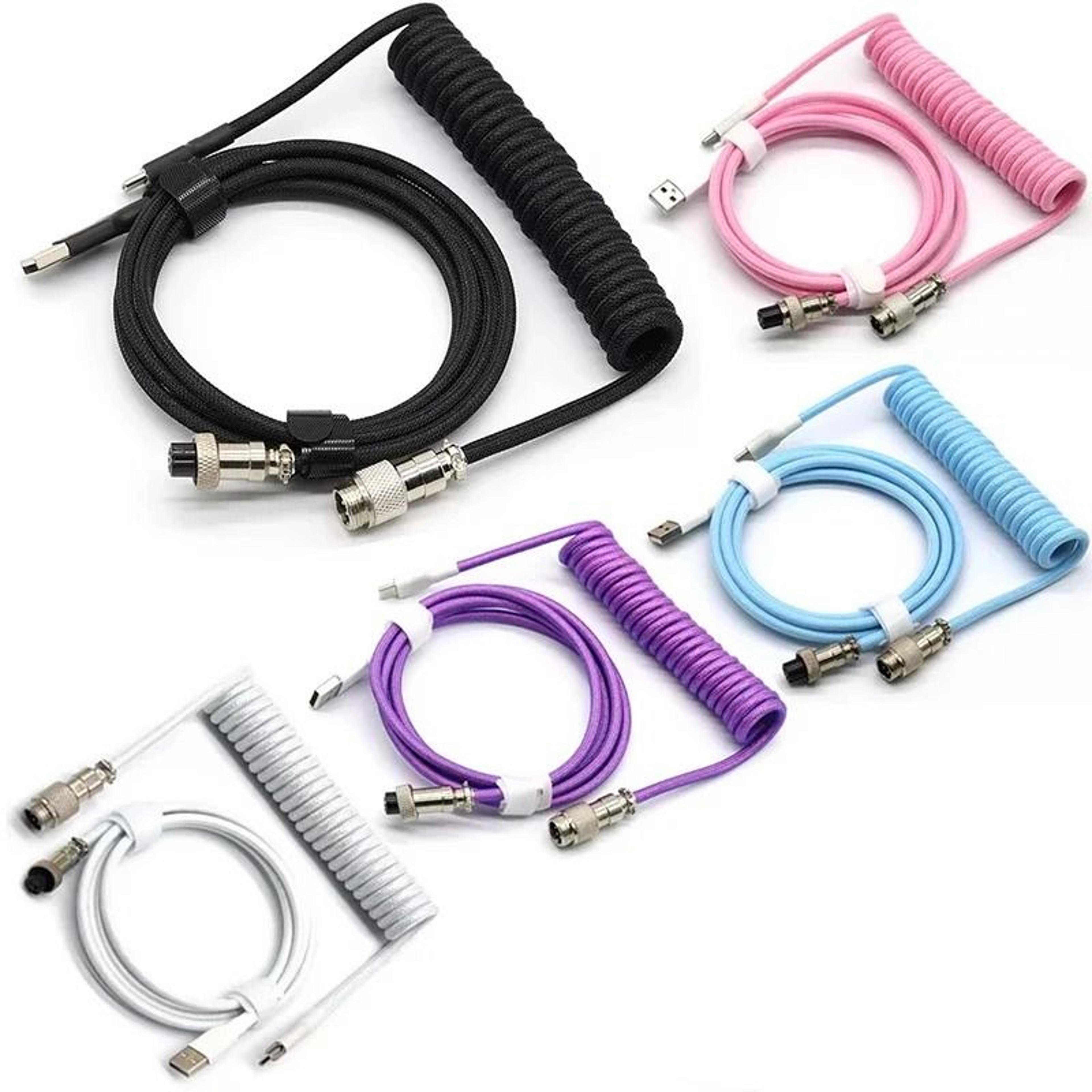 Professional Custom Coiled Mechanical Keyboard Cable With Aviator Aviation Connector 0