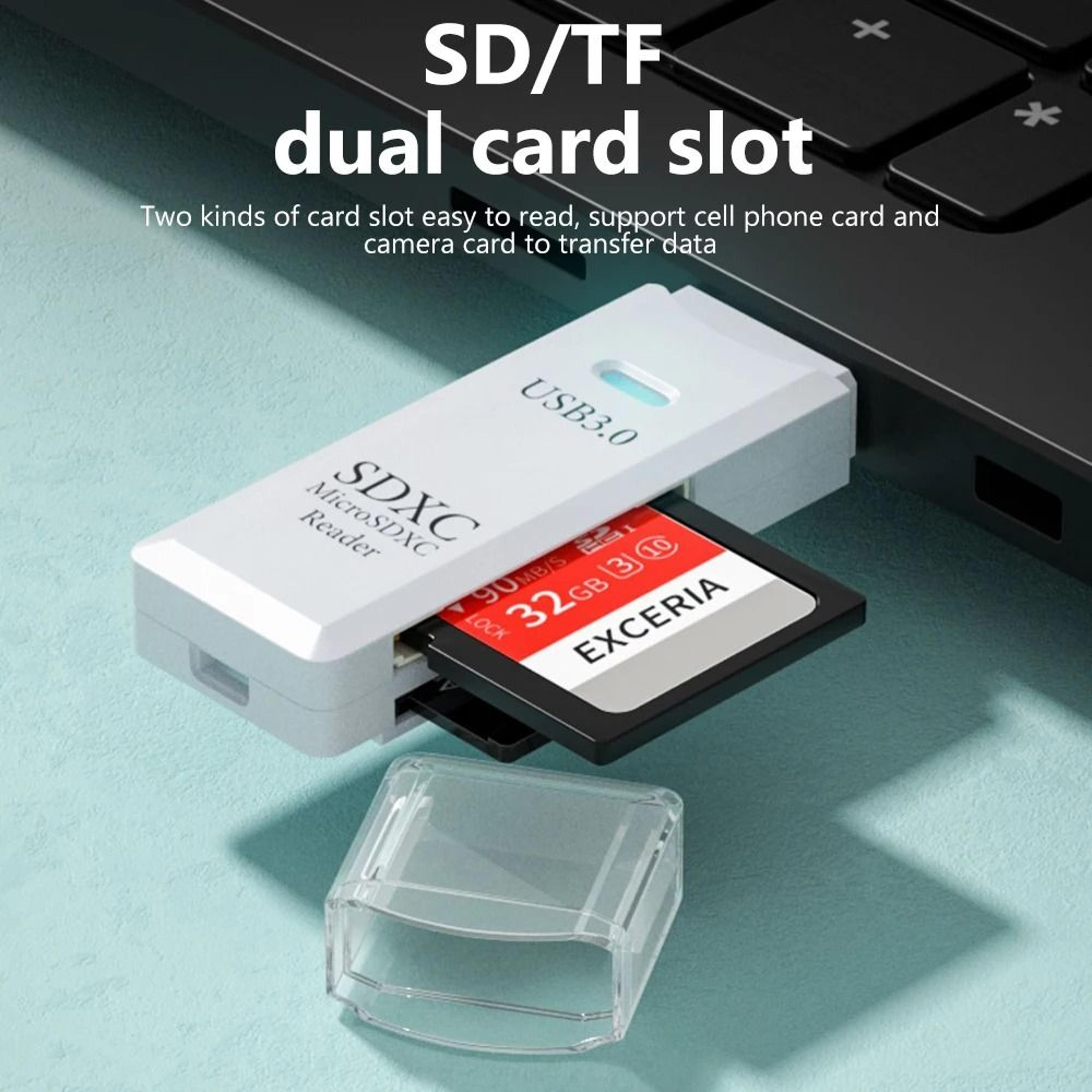 Professional High Speed USB 30 2In1 Memory Card Reader And Dual Slot Flash Drive Adapter 1