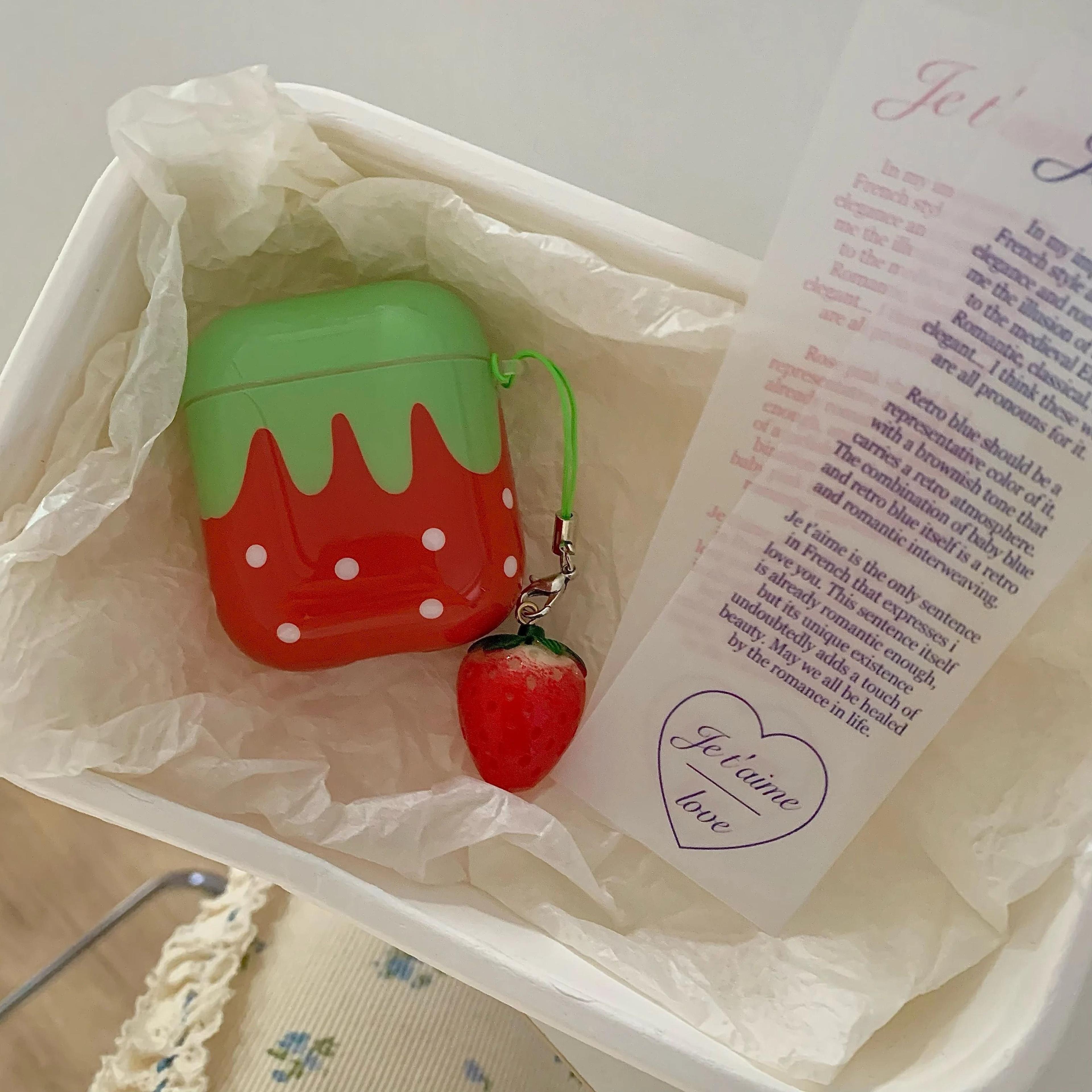 Professional High Grade Red Strawberry Series Protective Suite And Polka Dot Pattern Lanyard Case F 2