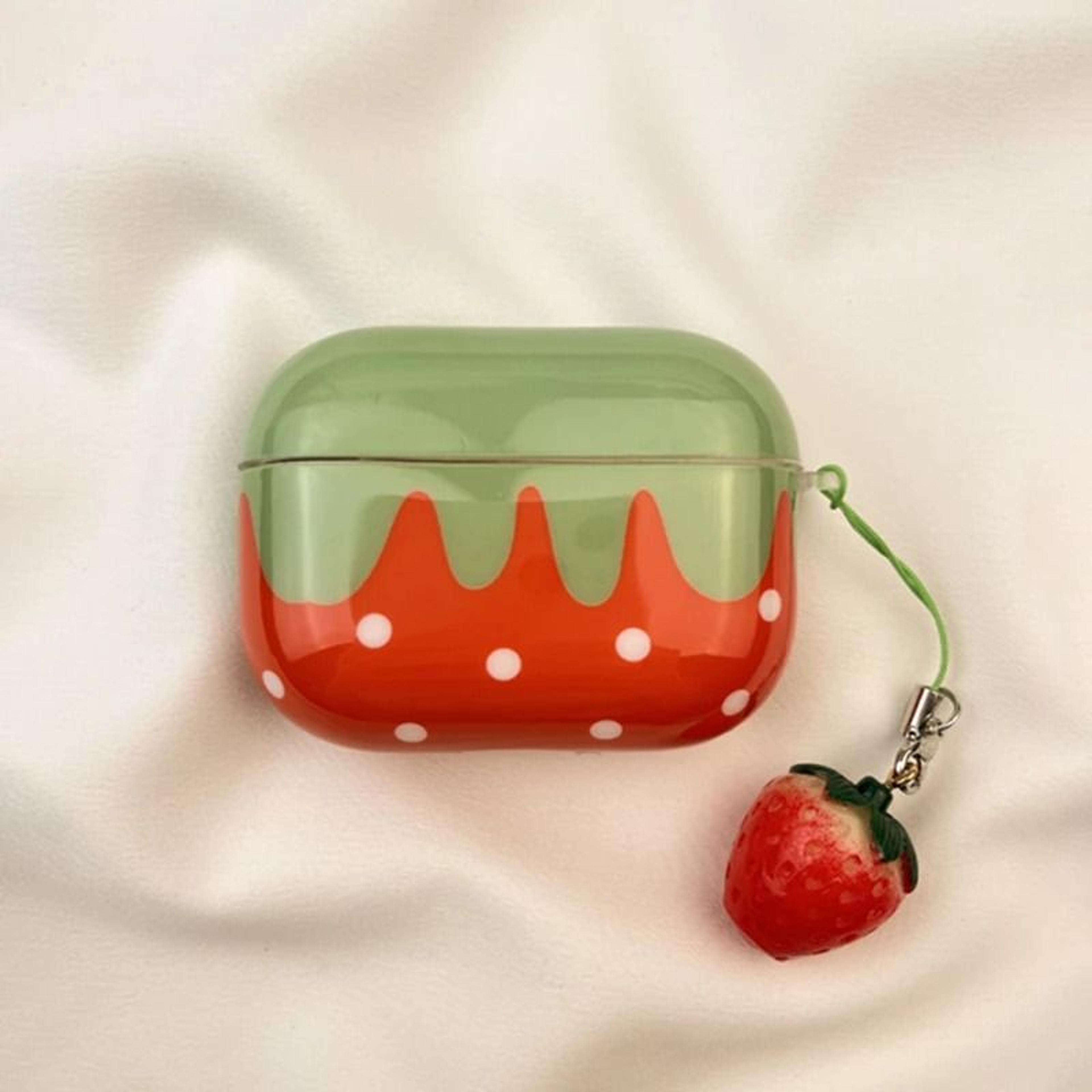 Professional High Grade Red Strawberry Series Protective Suite And Polka Dot Pattern Lanyard Case F 5