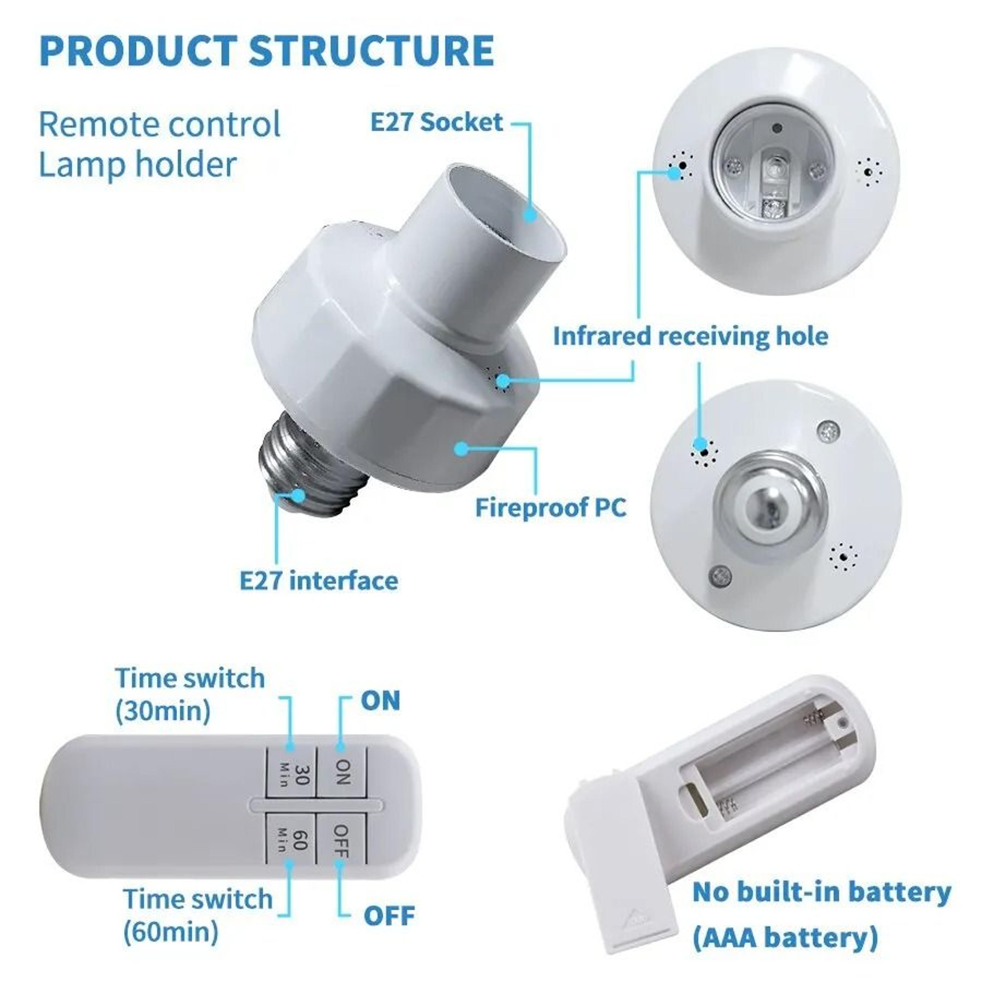 Professional High Performance E27 Smart Timer Lamp Holder And Wireless Remote Control Lighting Syst 4
