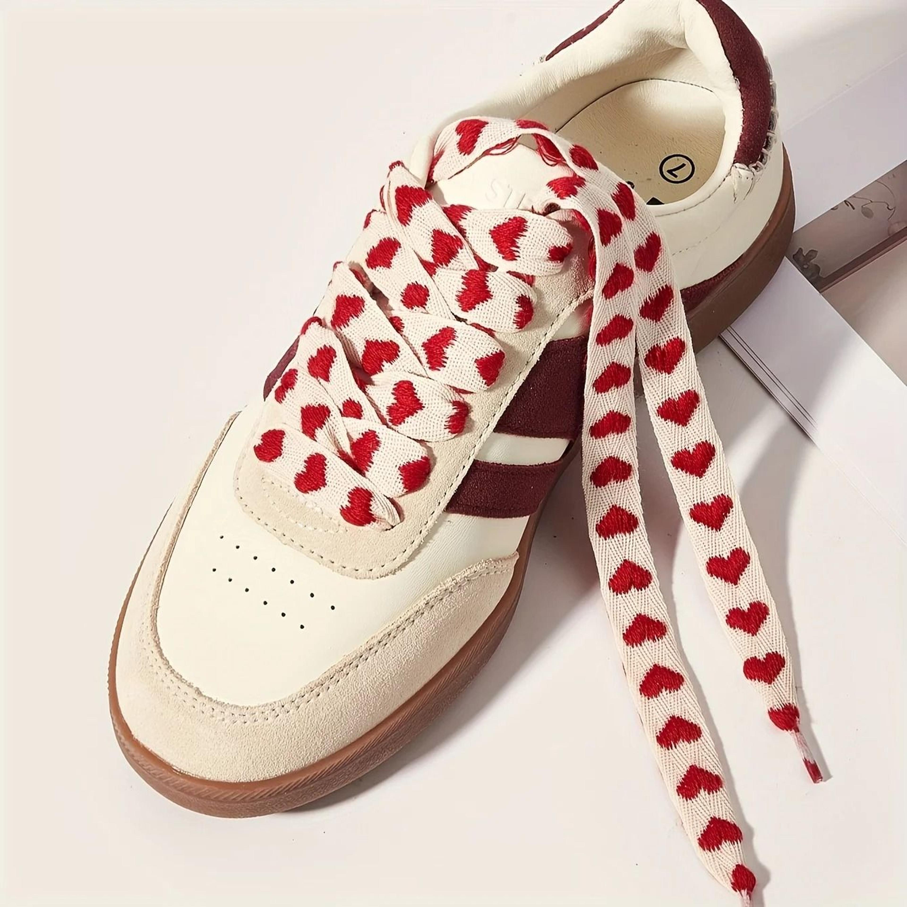 Fashionable Red Heart Flat Shoelaces For Sneakers 0