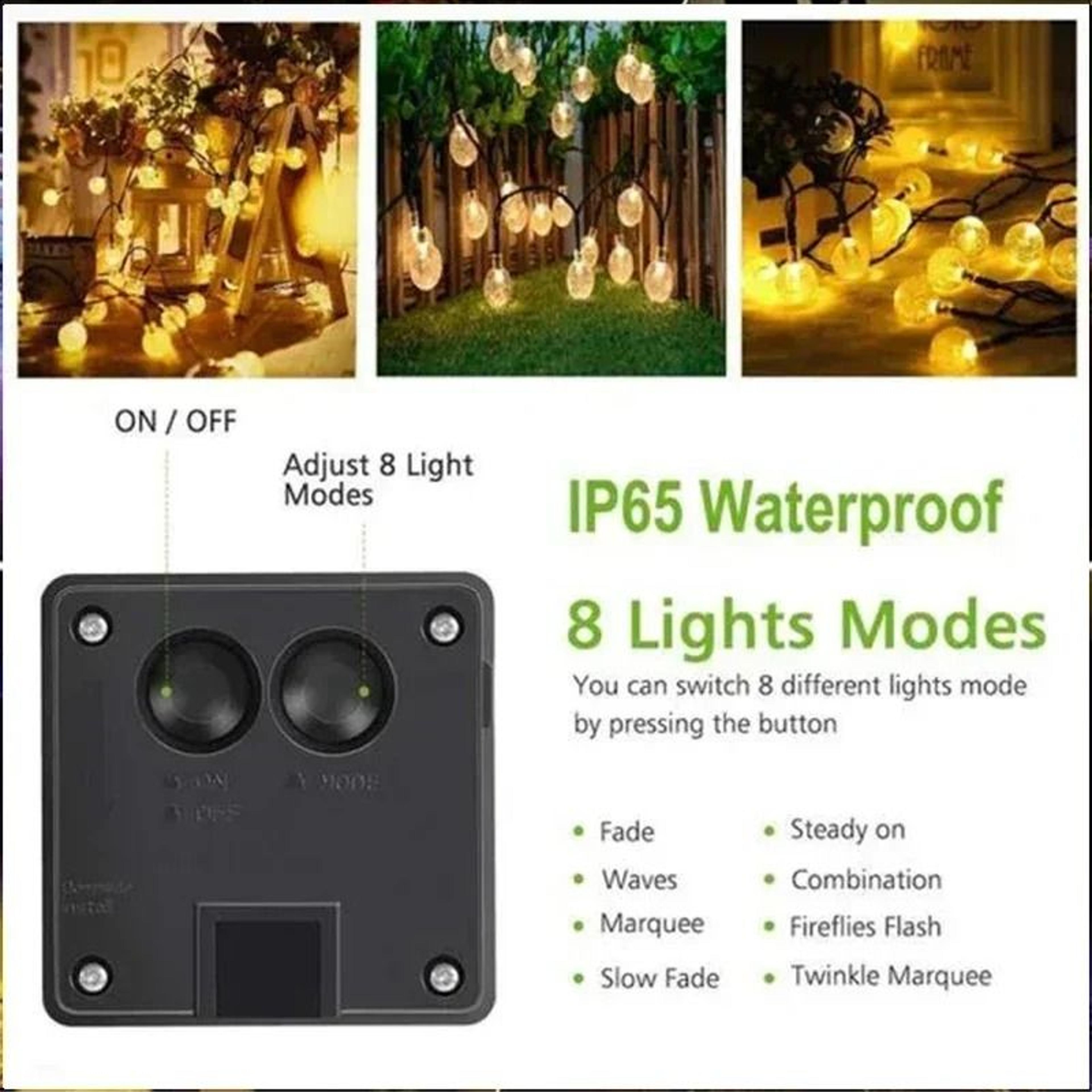 Solar String Lights Outdoor Crystal Fairy Light Set 6