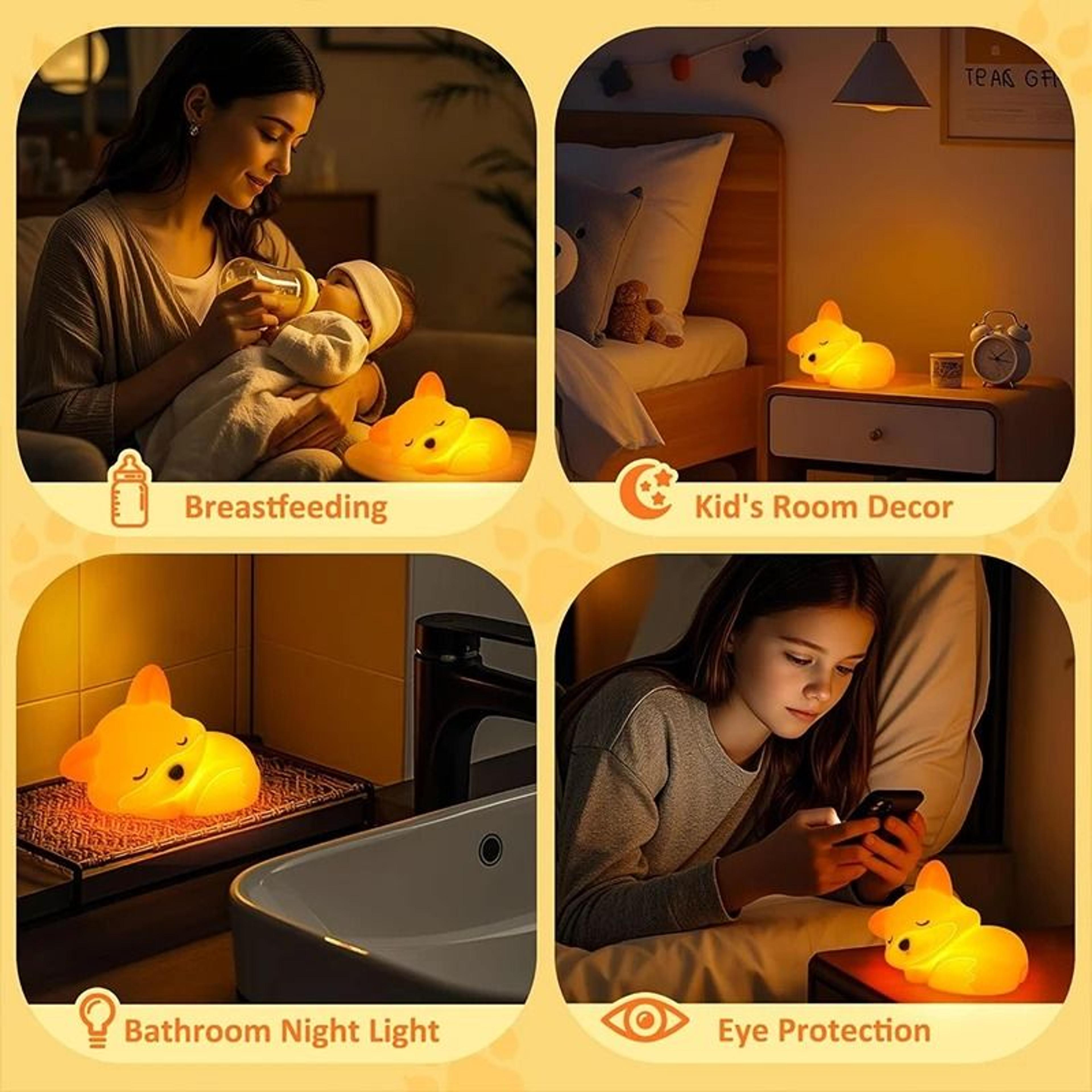 Adorable Squishy Silicone Fox Night Light And Nursery Lamp 6