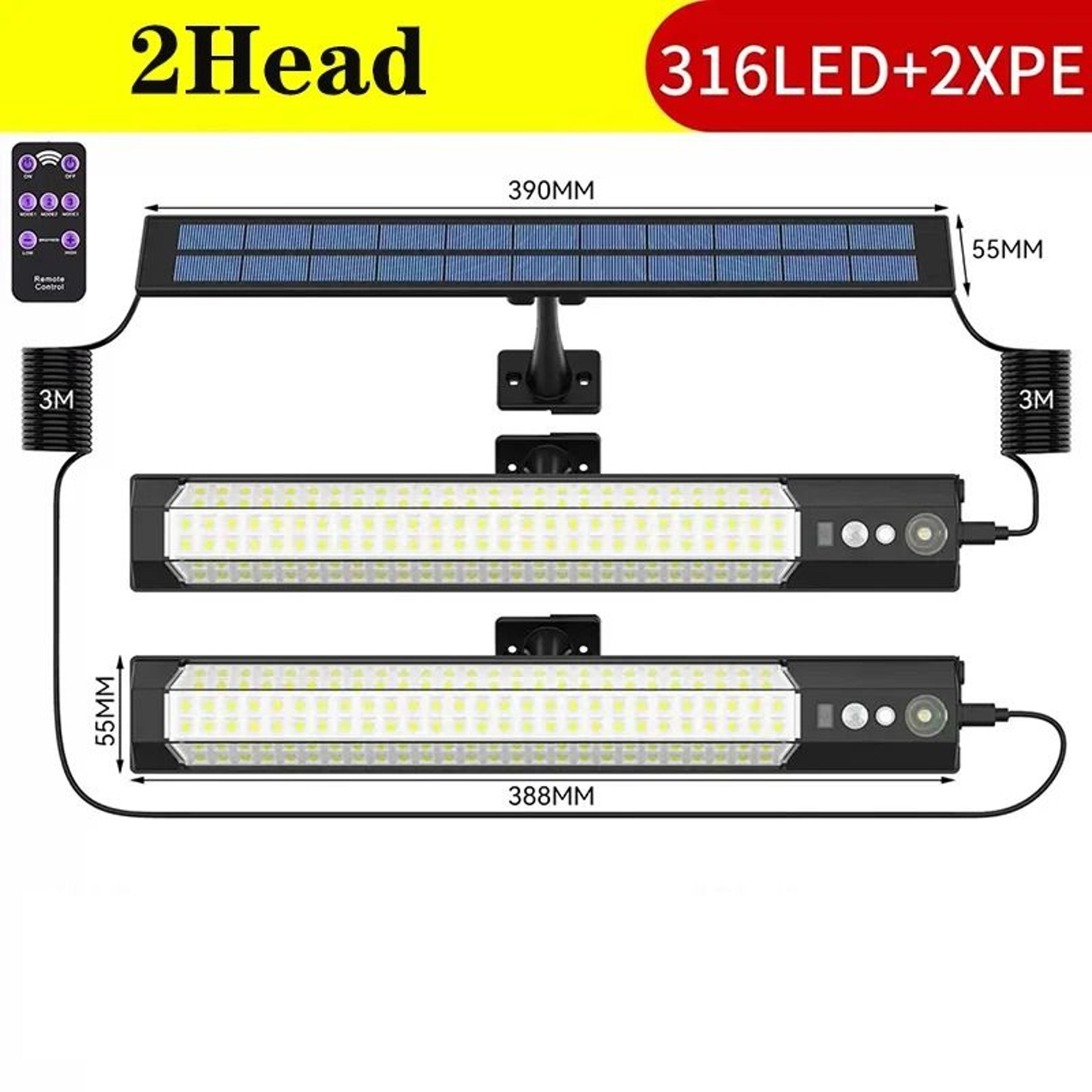 Professional DualHead Solar Motion Sensor Light Bar 8