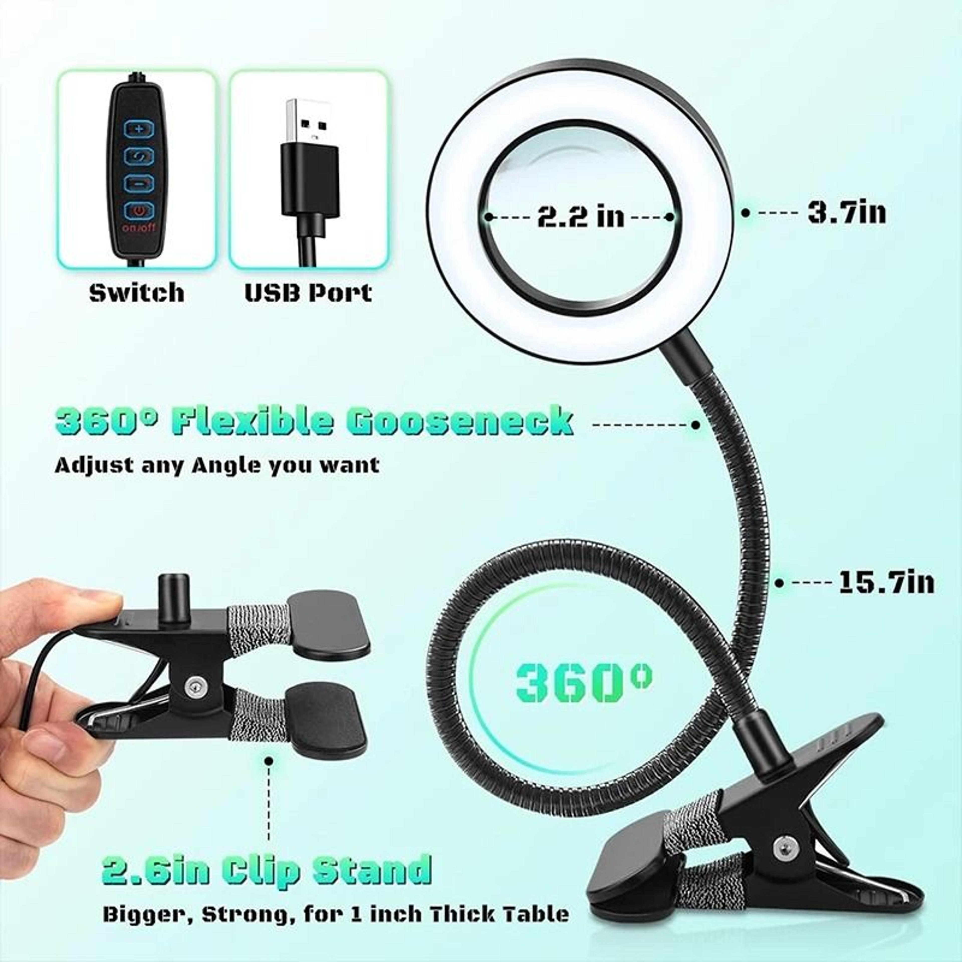 Magnifying Glass With USB Clamp And LED Light 5