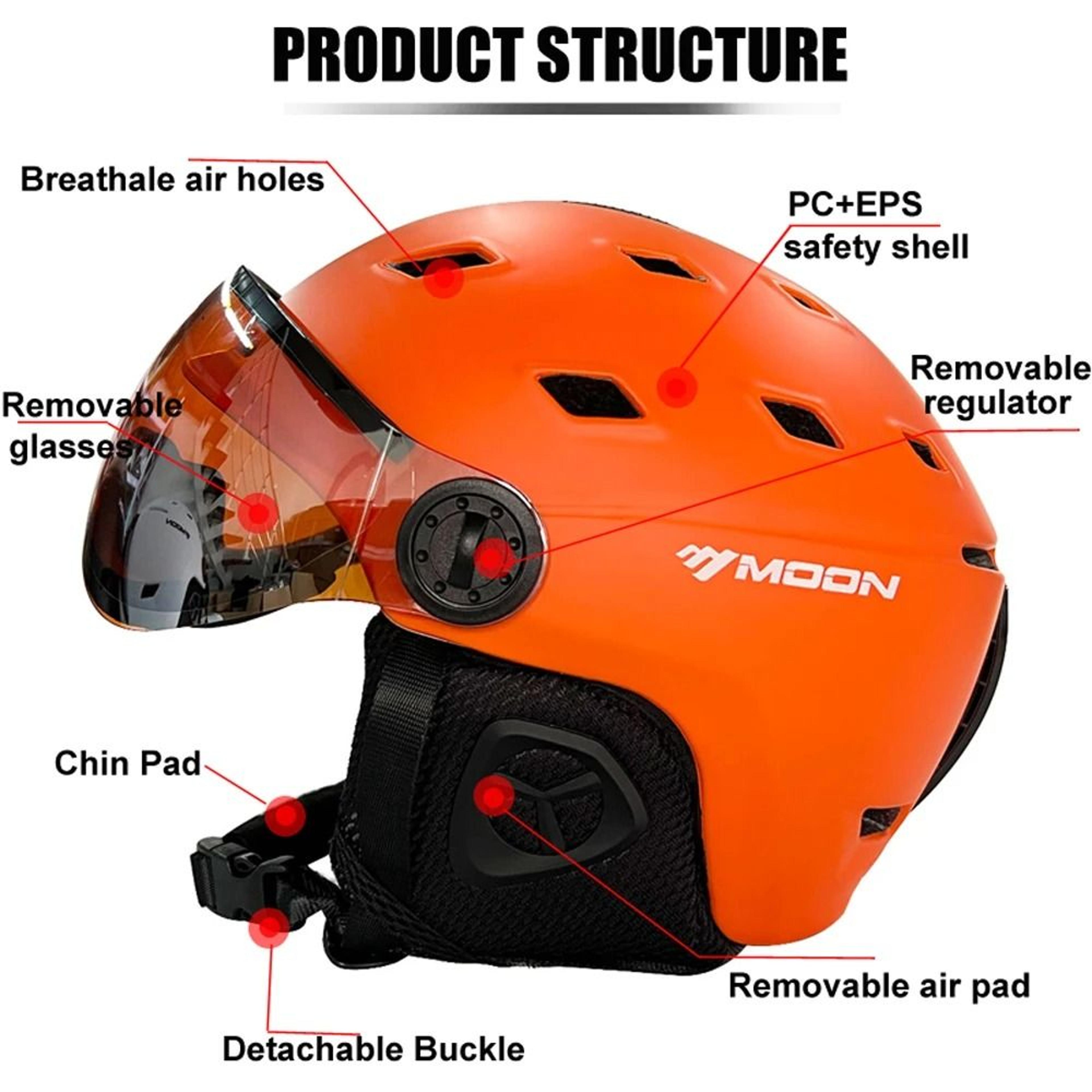 Integrally Molded PC EPS High Quality Ski Helmet With Goggles 1