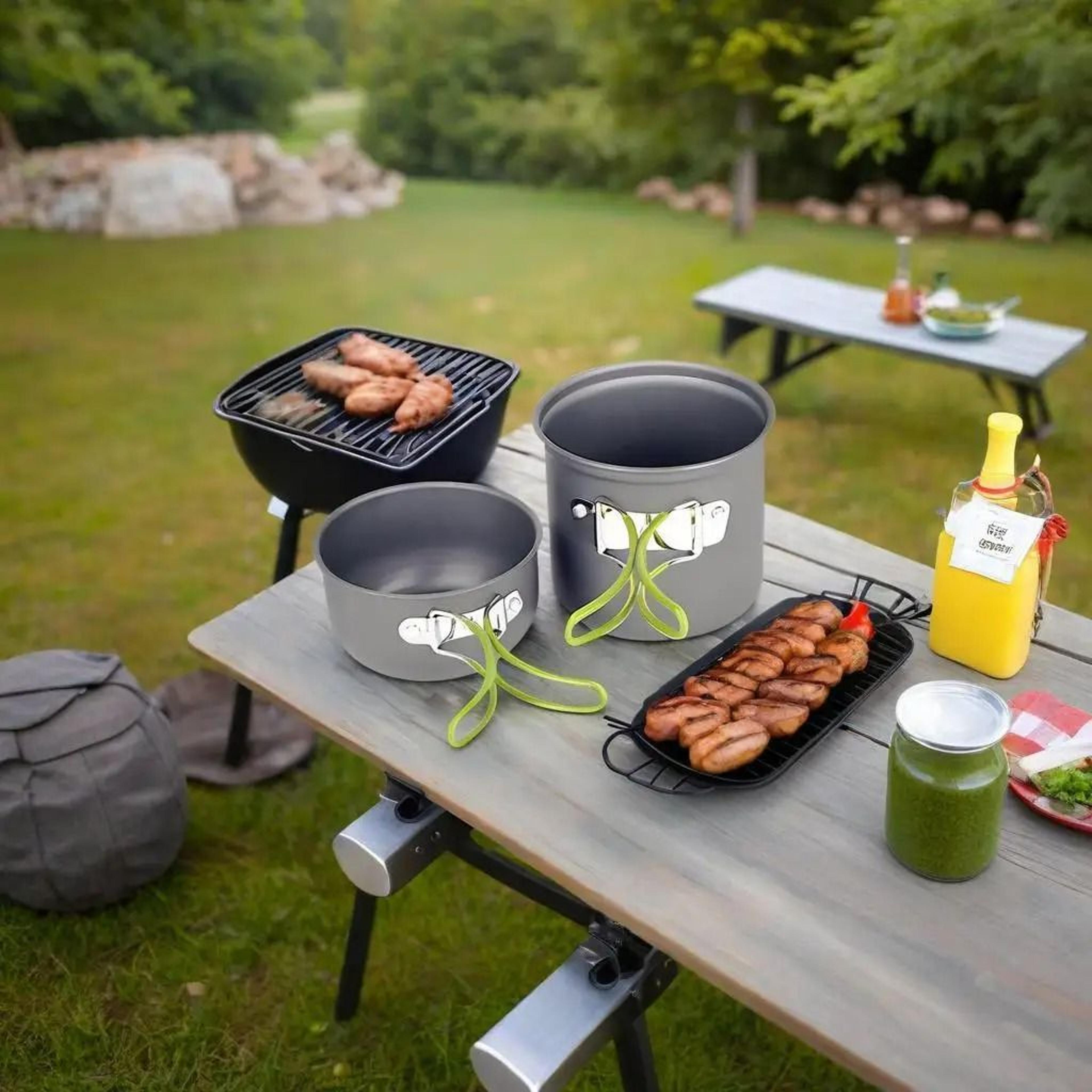 Professional 12 Person Compact Picnic Cookware Tableware Set 0