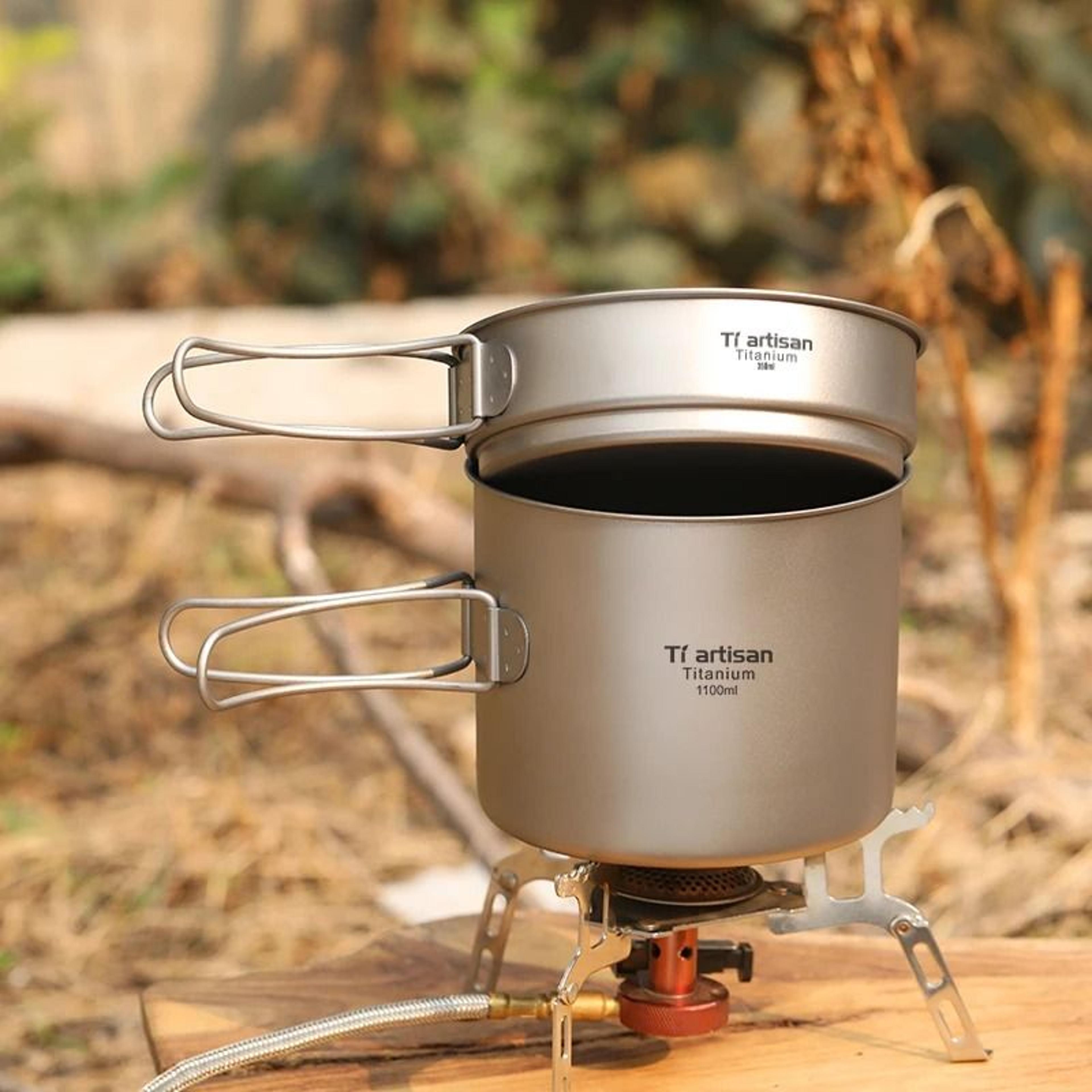 Professional Ultralight Titanium MultiSize Nesting Cookware System 5