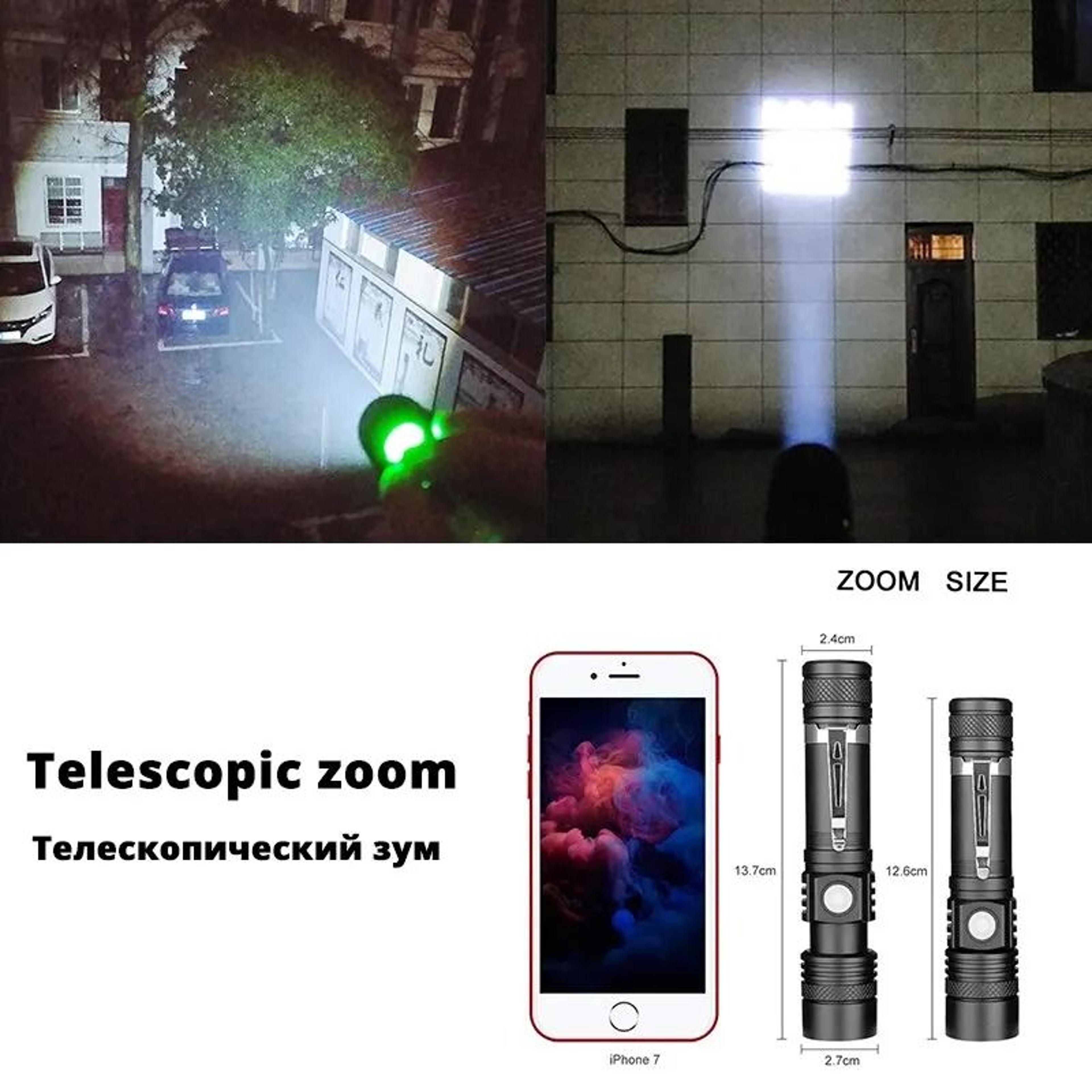 HighPower Tactical LED Flashlight  Waterproof Zoomable Rechargeable Torch 2