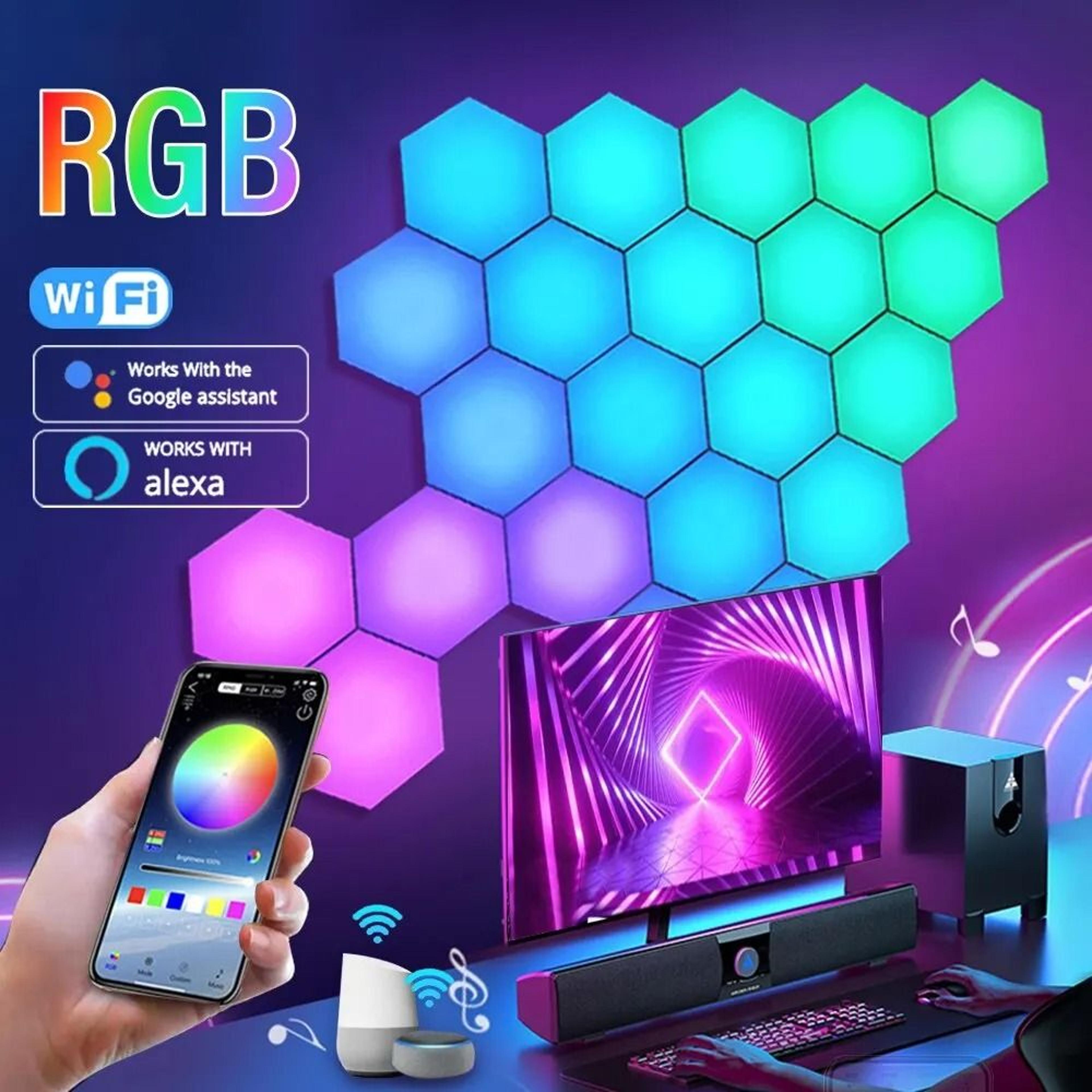 Intelligent Hexagonal RGB Wall Lamp  DIY Music Rhythm Ambient Night Light 1