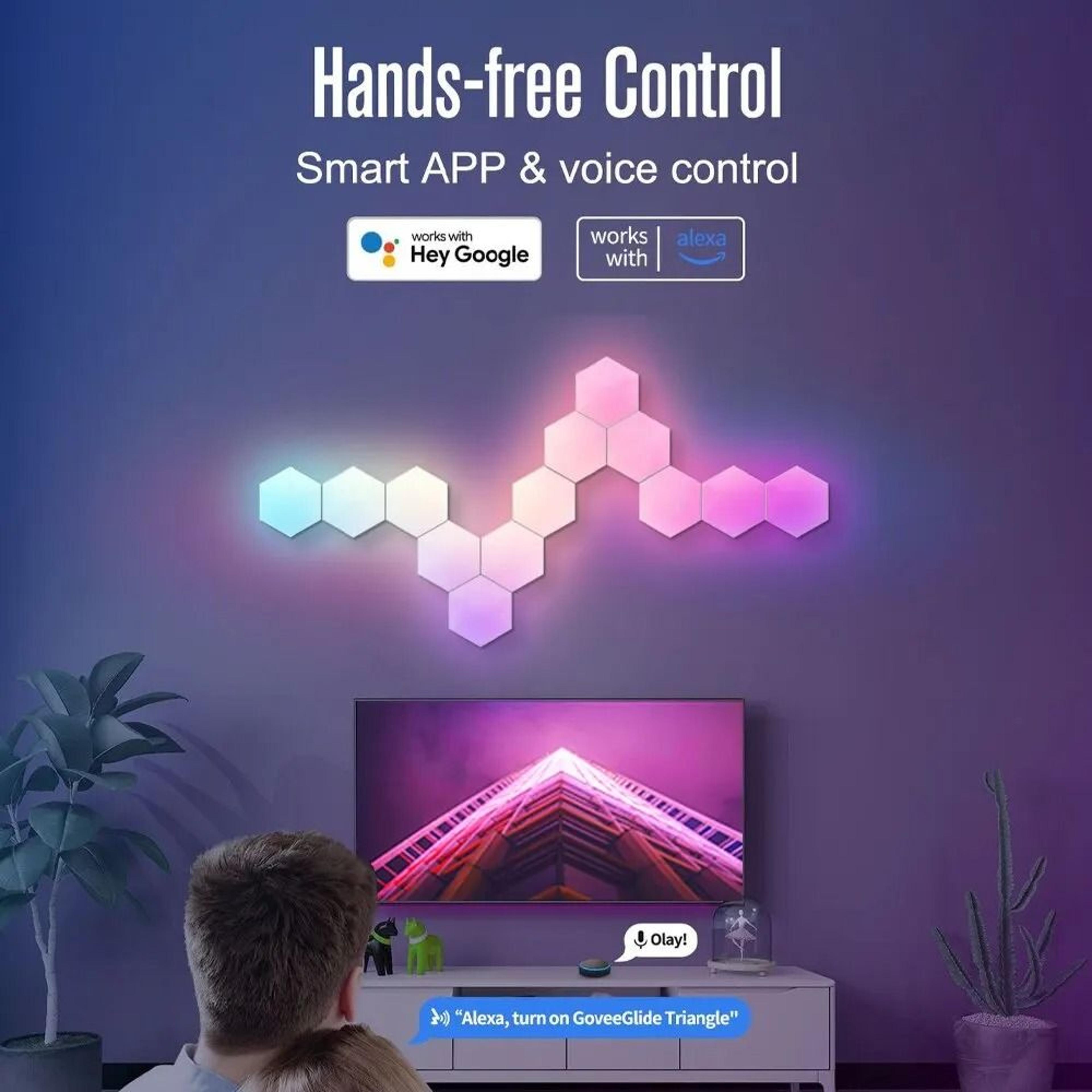 Intelligent Hexagonal RGB Wall Lamp  DIY Music Rhythm Ambient Night Light 3