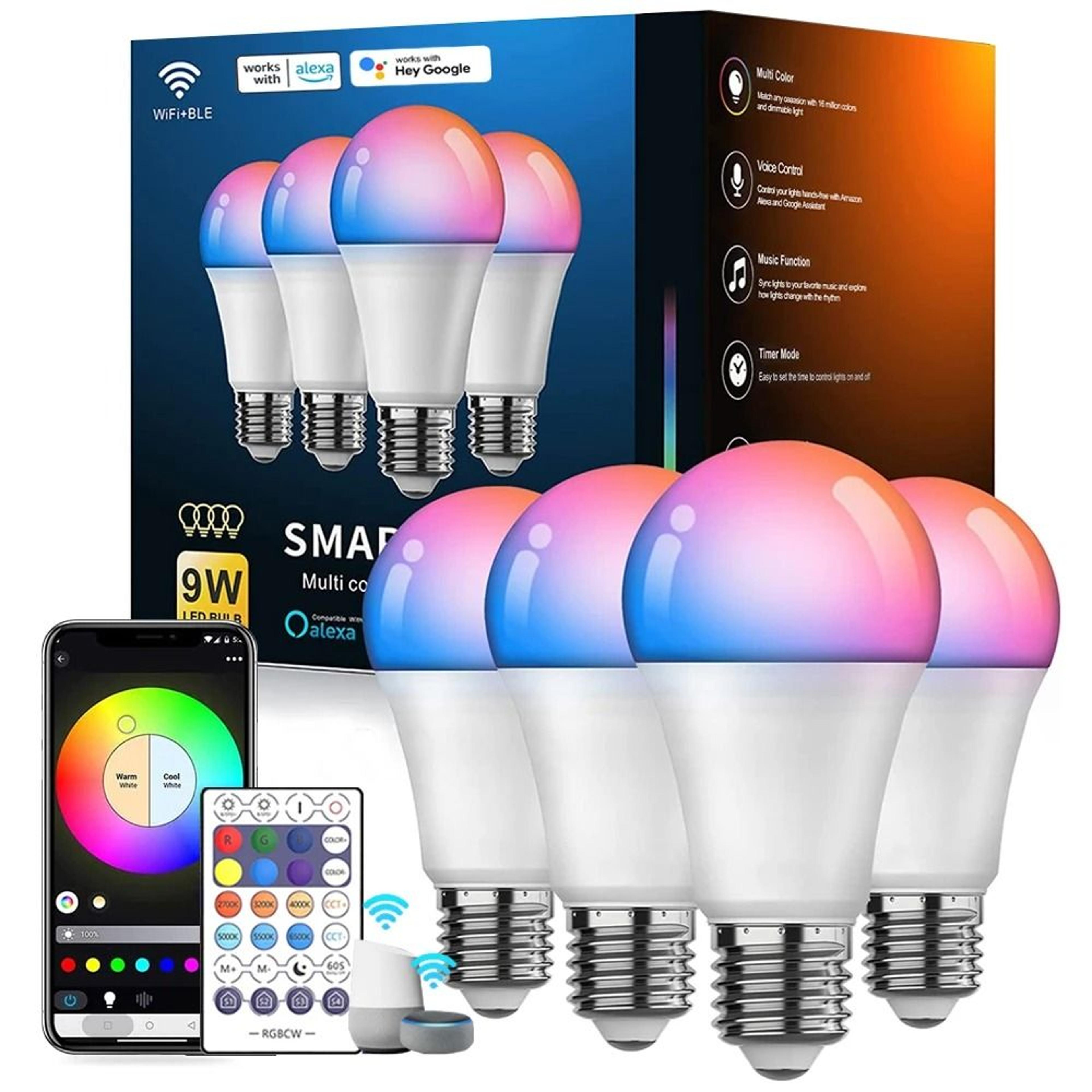 Atmospheric Smart RGB LED Bulb  WiFi  Bluetooth Color Changing Home Lighting 1