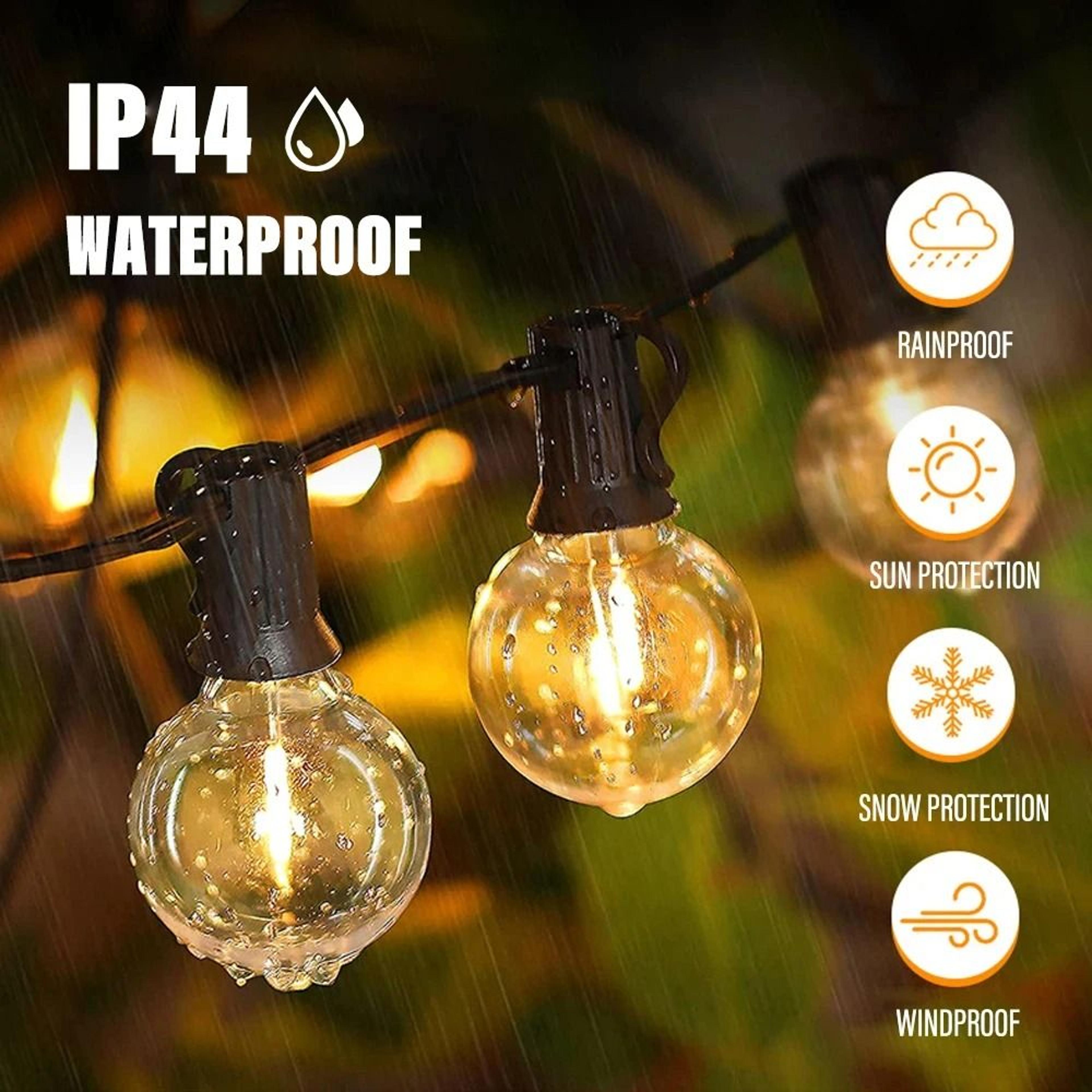 Weatherproof G40 Globe LED String Lights  Vintage Outdoor Garden Garland 0