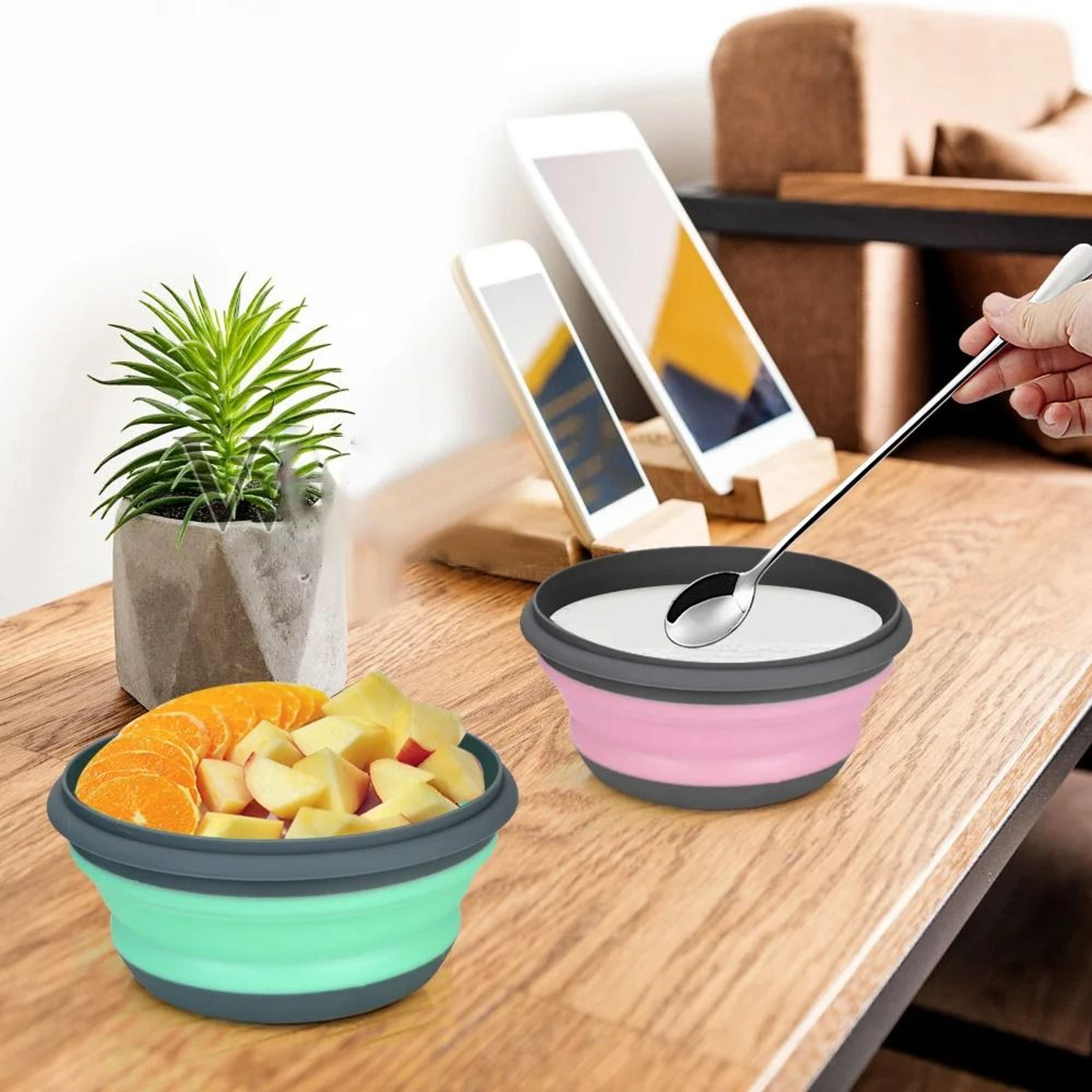 3Piece SpaceSaving Collapsible Bowl Set  Airtight  Portable Food Storage 6