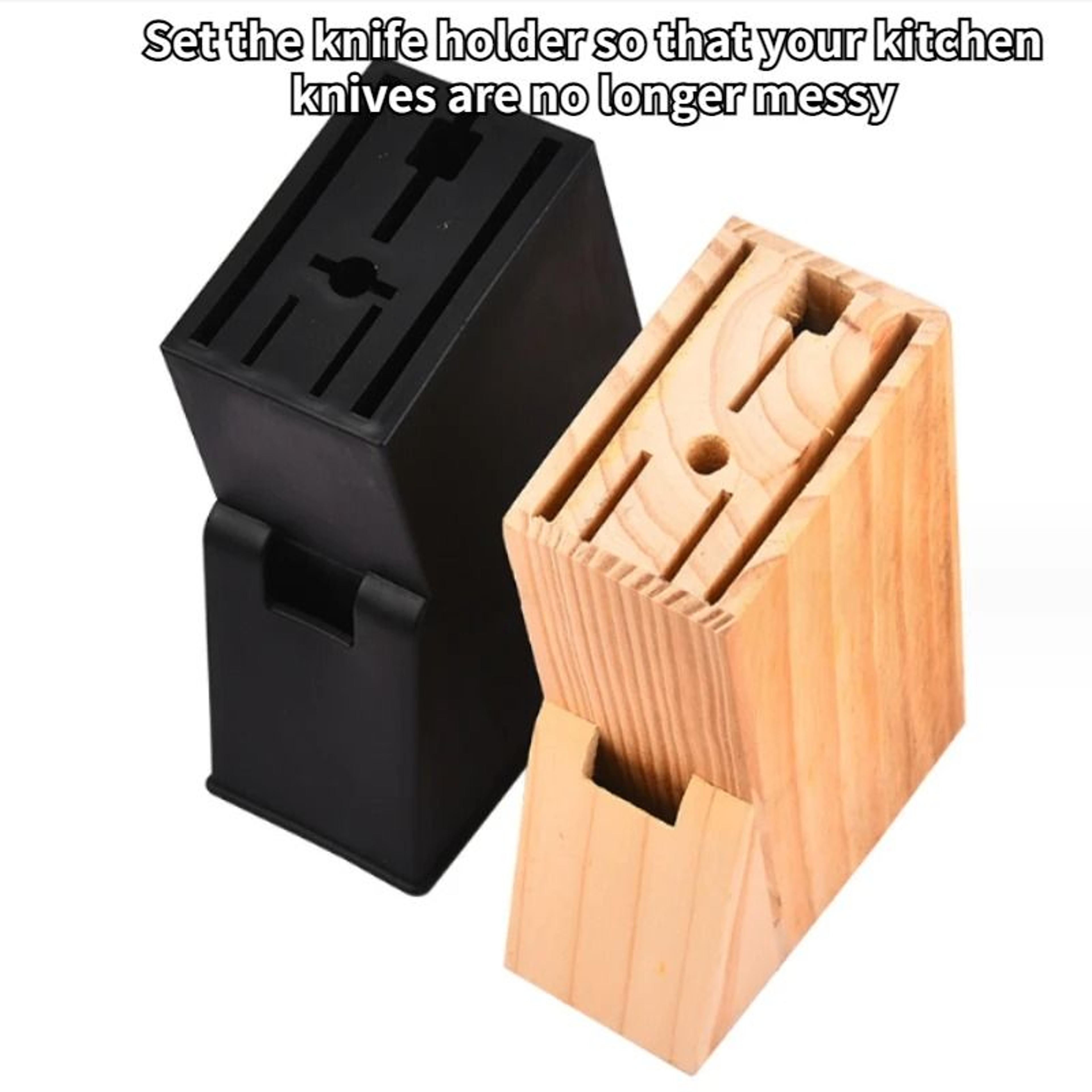 Universal Wooden MultiSlot Knife Block  EcoFriendly Kitchen Tool Organizer 0