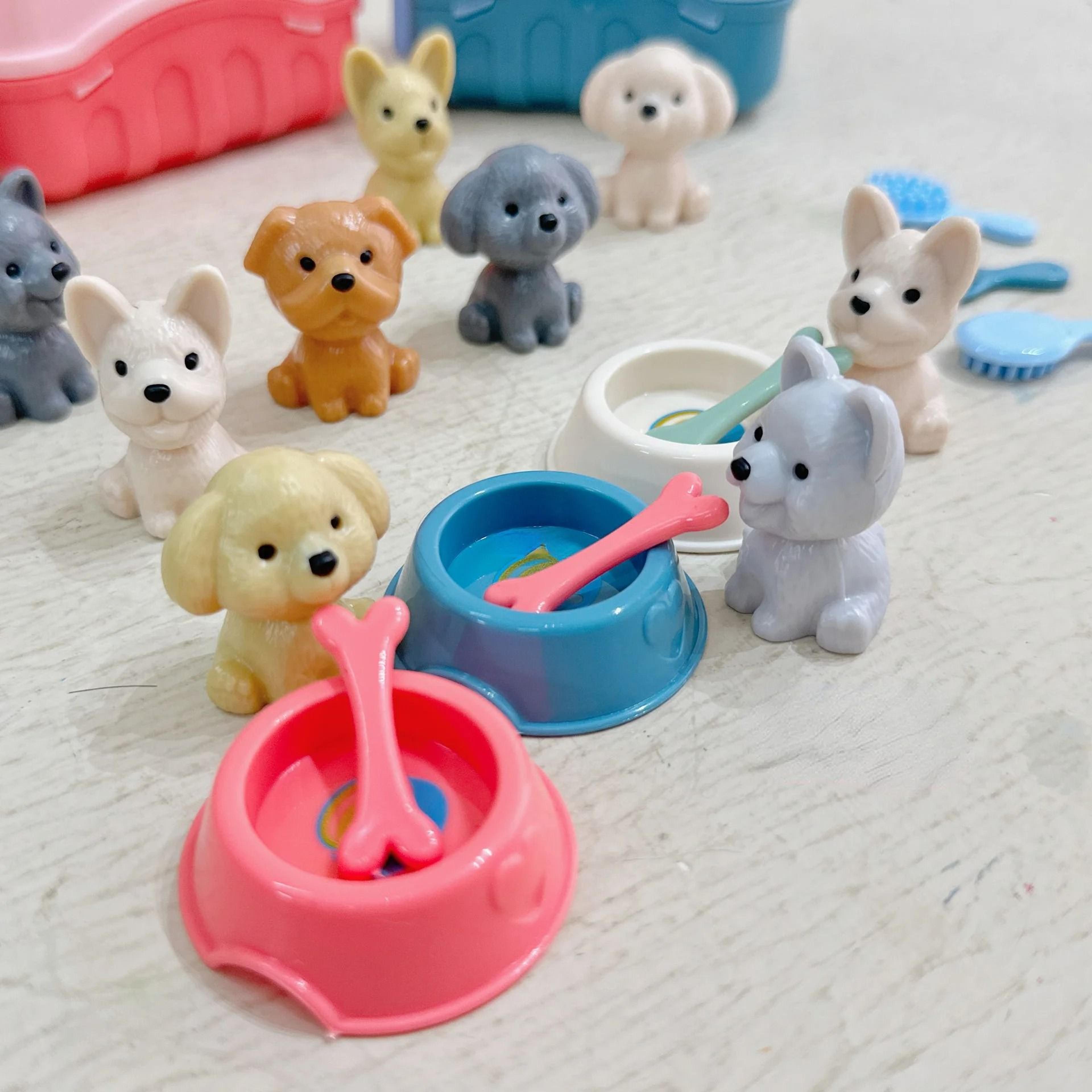 8Piece Puppy Family Play Set  Miniature Pet Basket  Dog Doll Collection 2