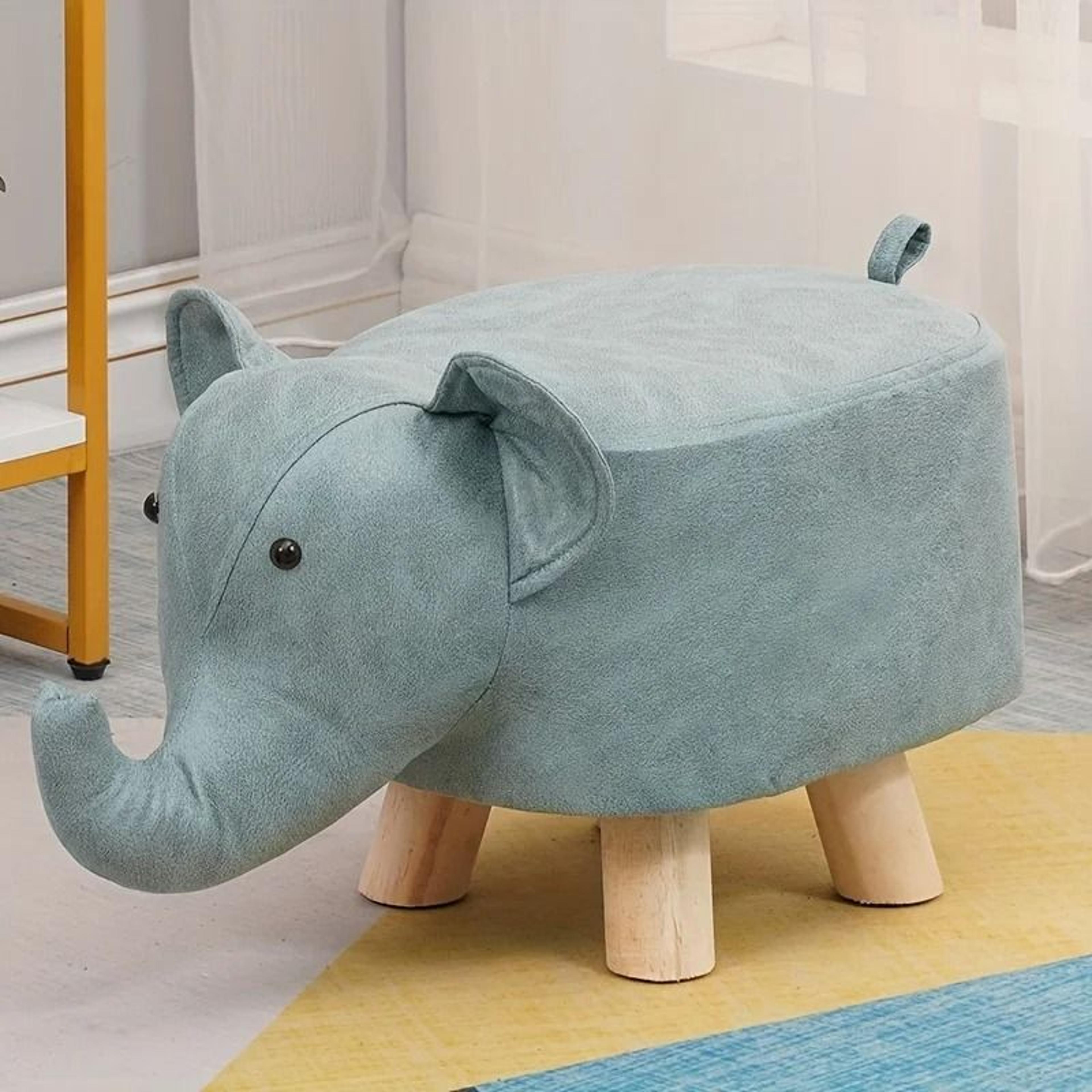 Creative Elephant Stool  Solid Wood  TechCloth Animal Footrest For Children 5
