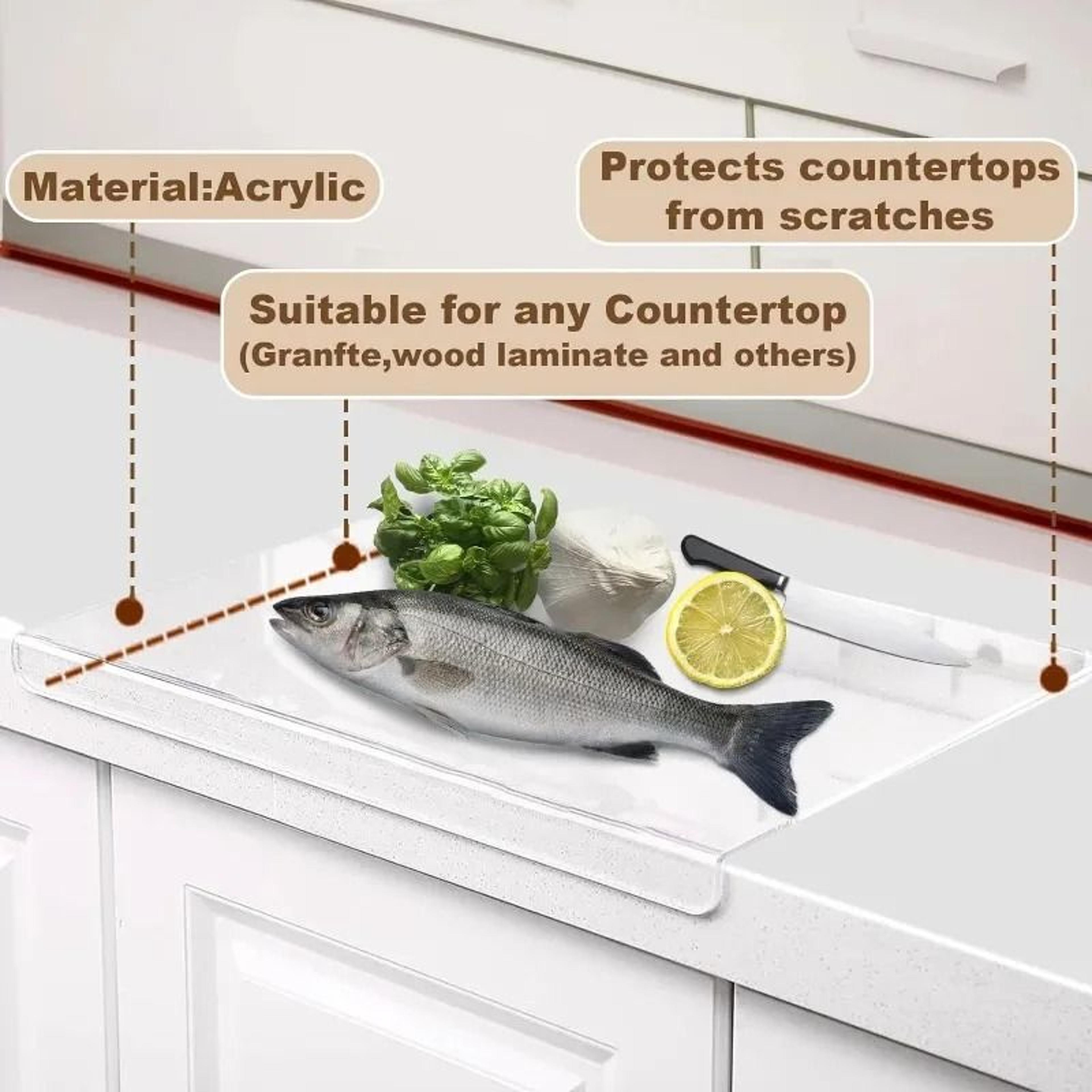Acrylic Cutting Board With Counter Lip  Transparent NonSlip Countertop Protector 1